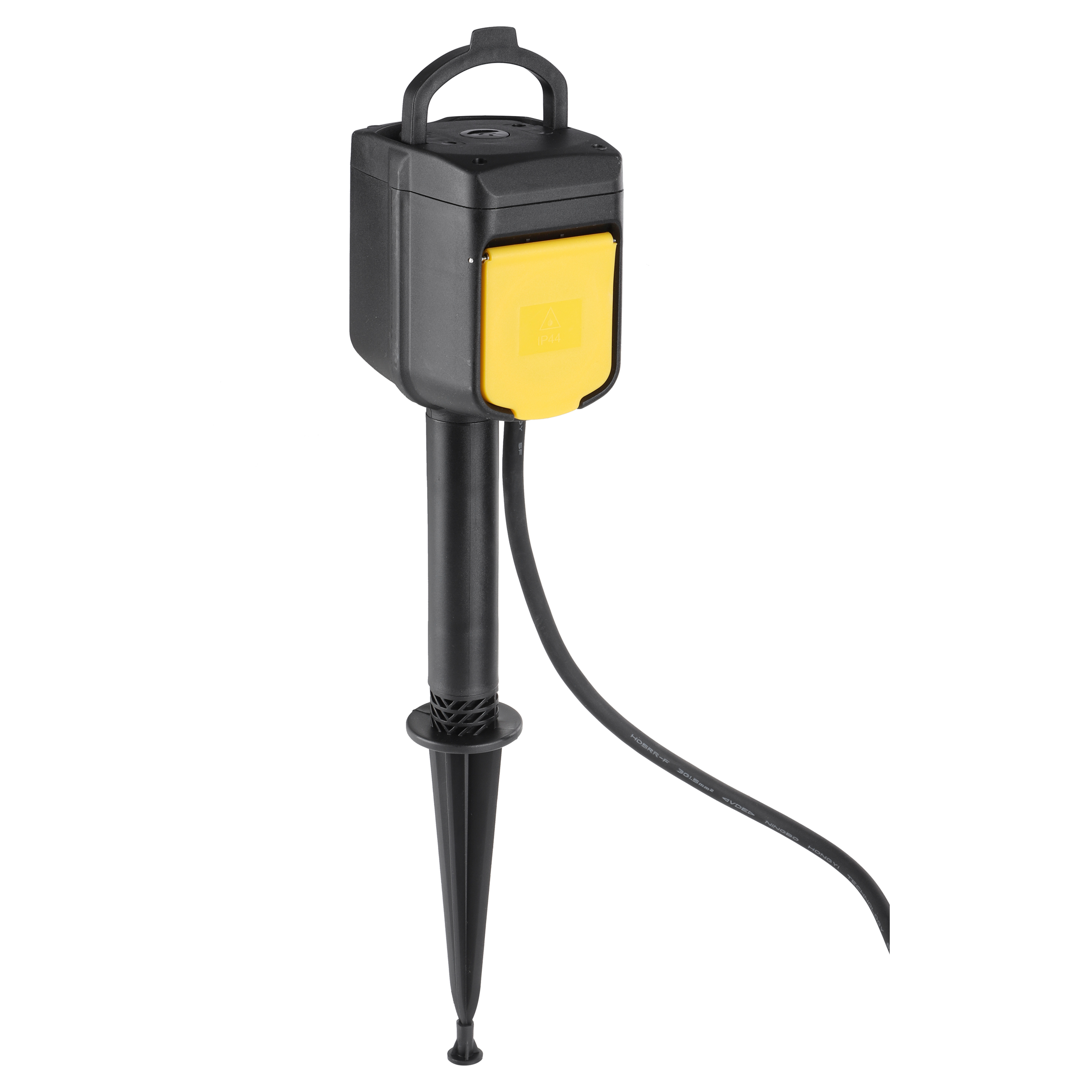 54.502.58 Q-Link  stekkerdoos 2-voudig - op spie - randaarde - WIFI - IP44 zwart/geel 3 x 1.5 mm² - 2 m