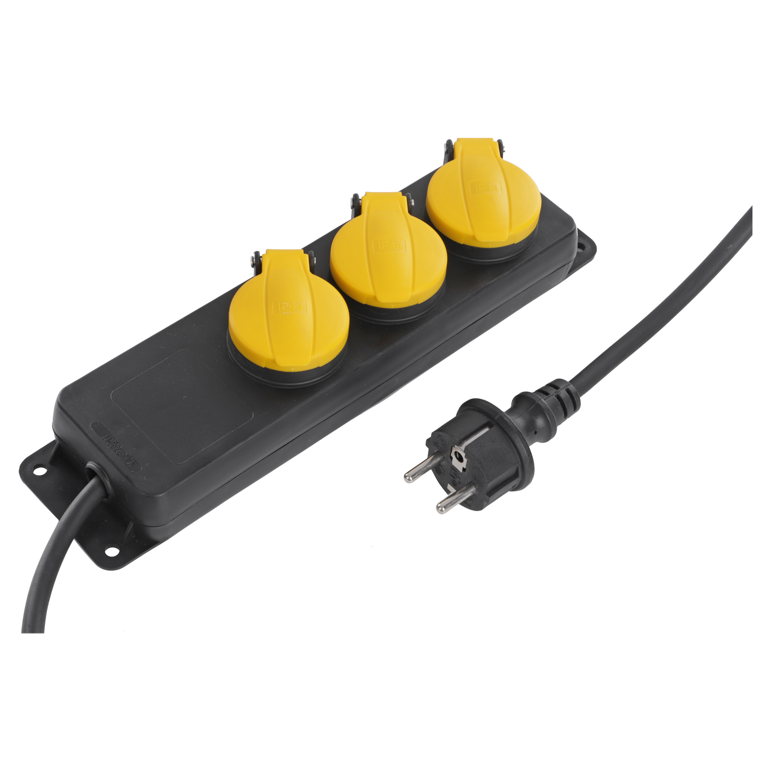 54.502.65 Q-Link  stekkerdoos 3-voudig - randaarde - H05RR-F - IP44 zwart/geel 3 x 1.5 mm² - 3 m