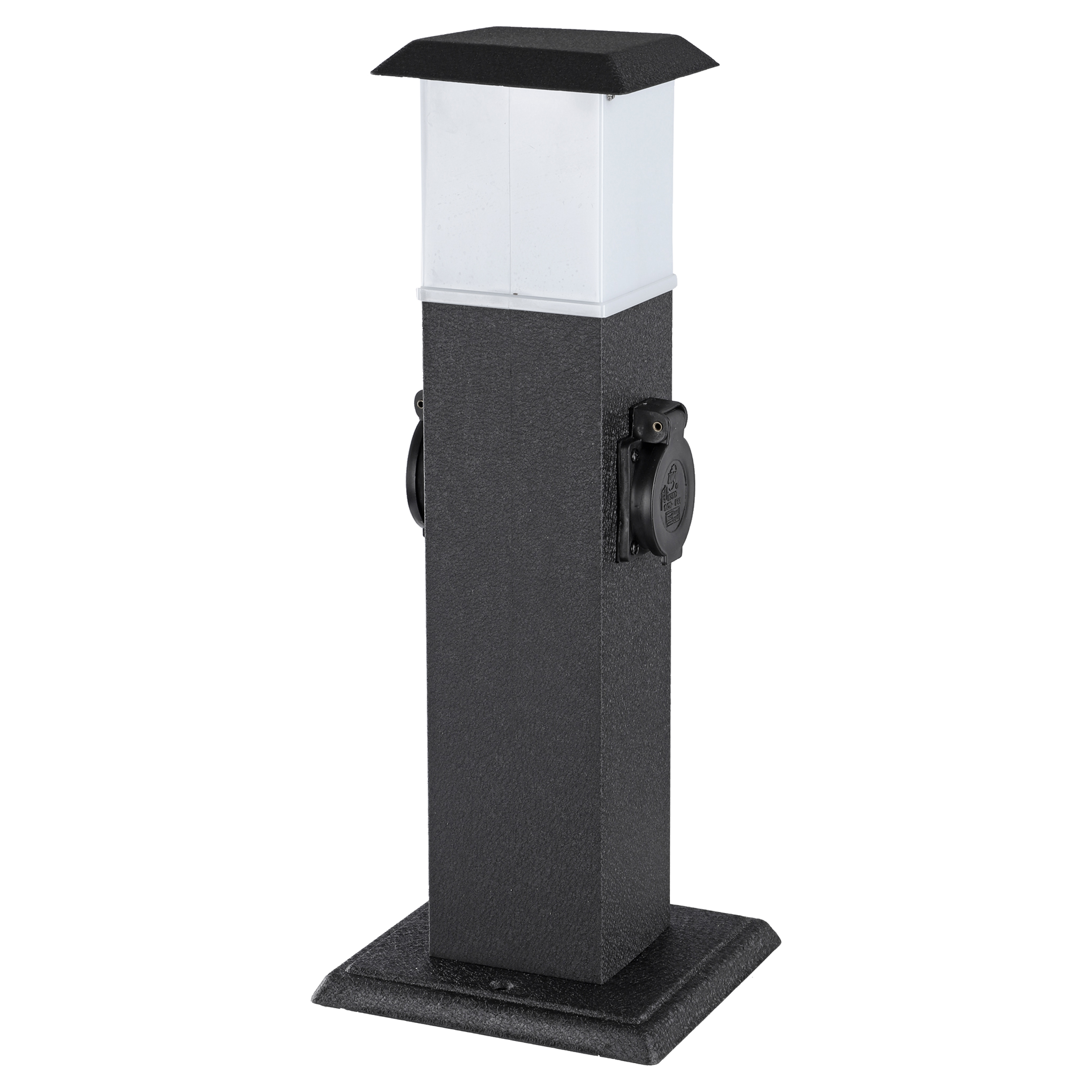 54.502.90 Exin  tuinpaal 2-voudig - met lamp - randaarde - IP44 - max 3500W zwart 40 cm
