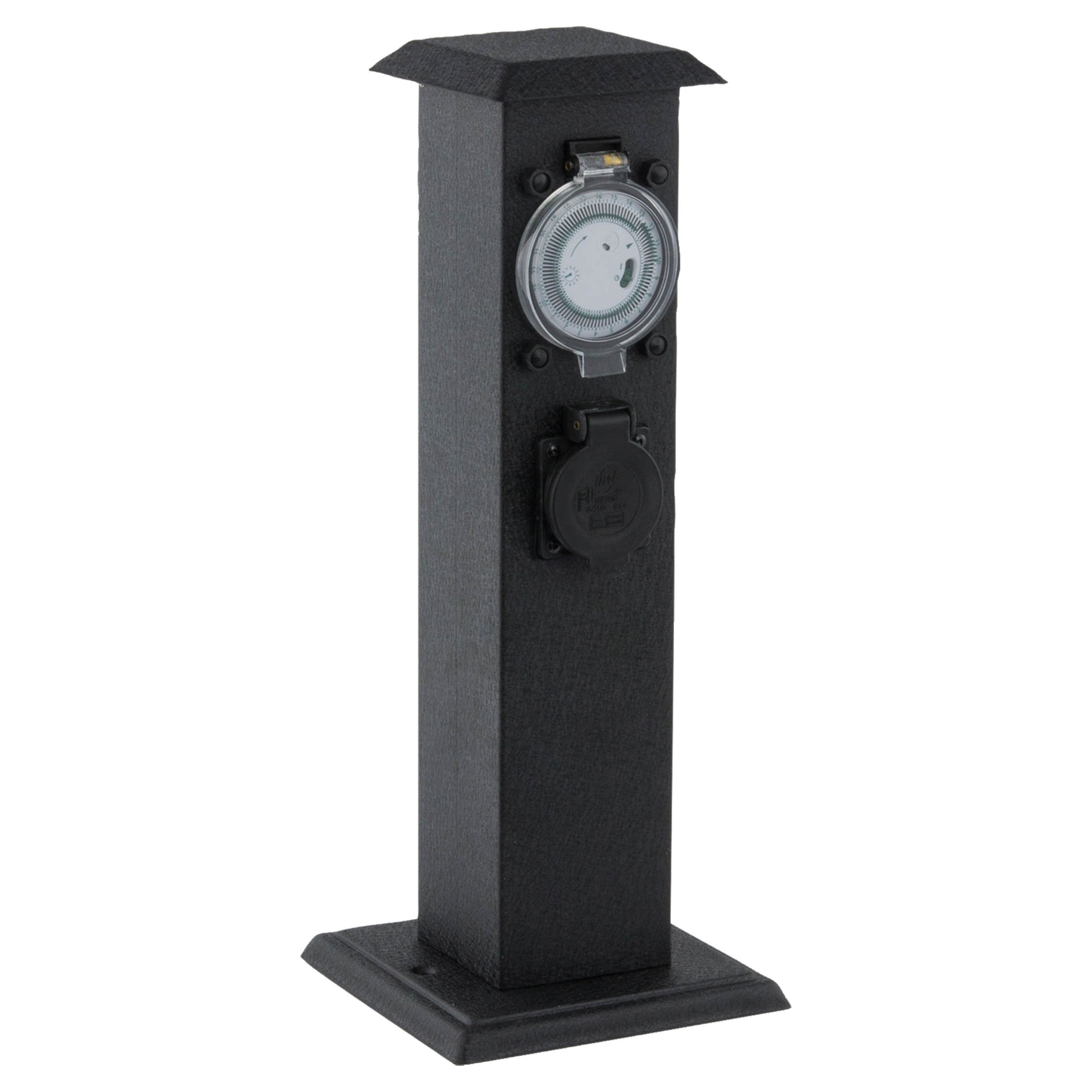 54.502.92 Exin  tuinpaal 3-voudig - met timer - randaarde - IP44 - max 3680W zwart 40 cm