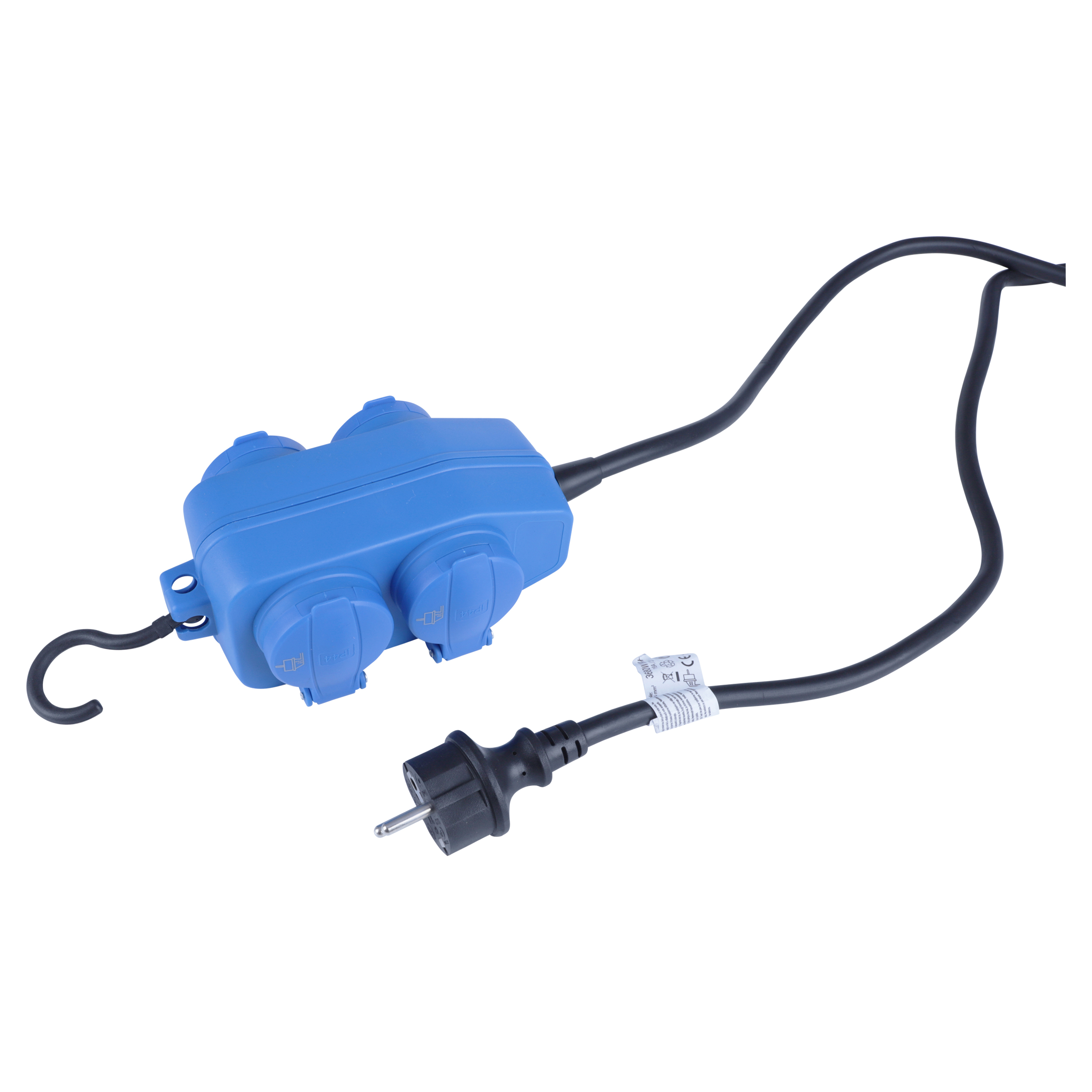 55.201.15 Q-Link  stekkerdoos 4-voudig - IP44 blauw 3 x 1.5 mm², 5 m