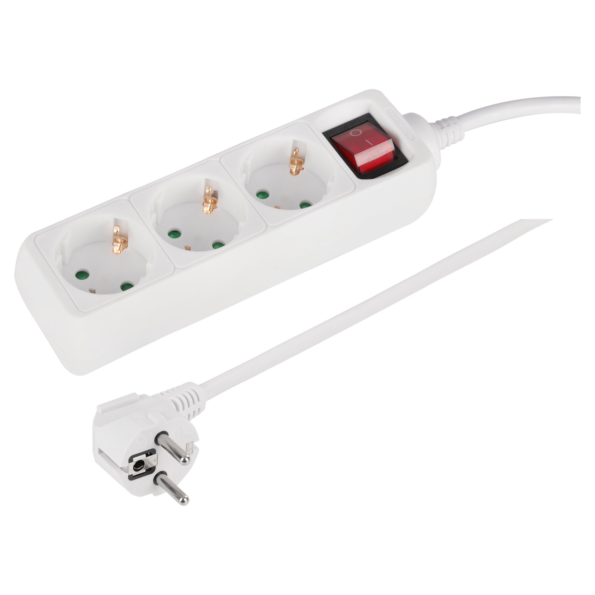 55.202.23 Q-Link  stekkerdoos 3-voudig - randaarde - met schakelaar wit 3 x 1.5 mm², 1.5 m