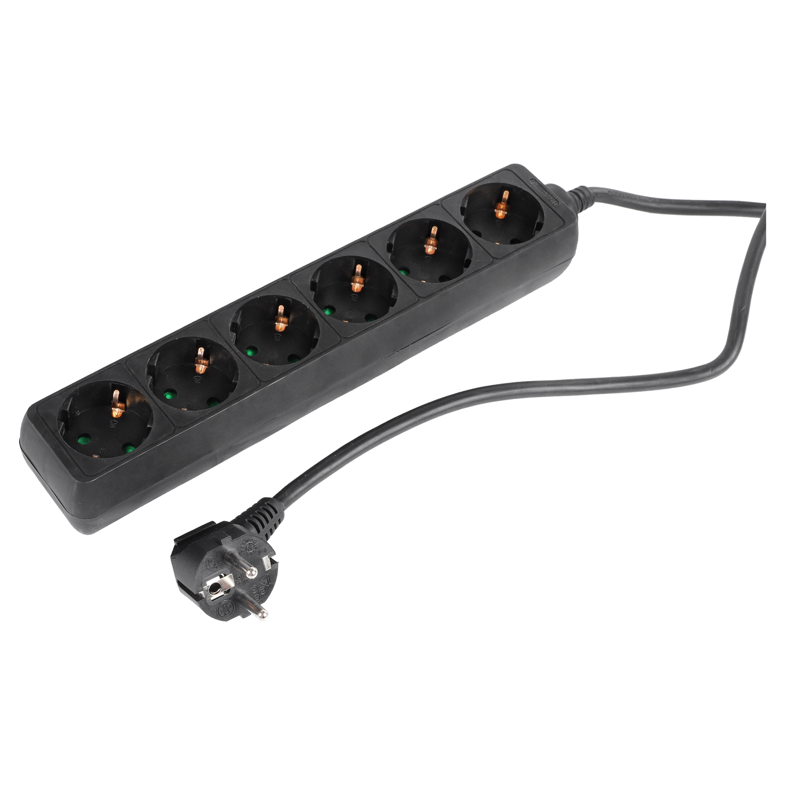 55.202.88 Q-Link  stekkerdoos 6-voudig - randaarde zwart 3 x 1.5 mm², 5 m