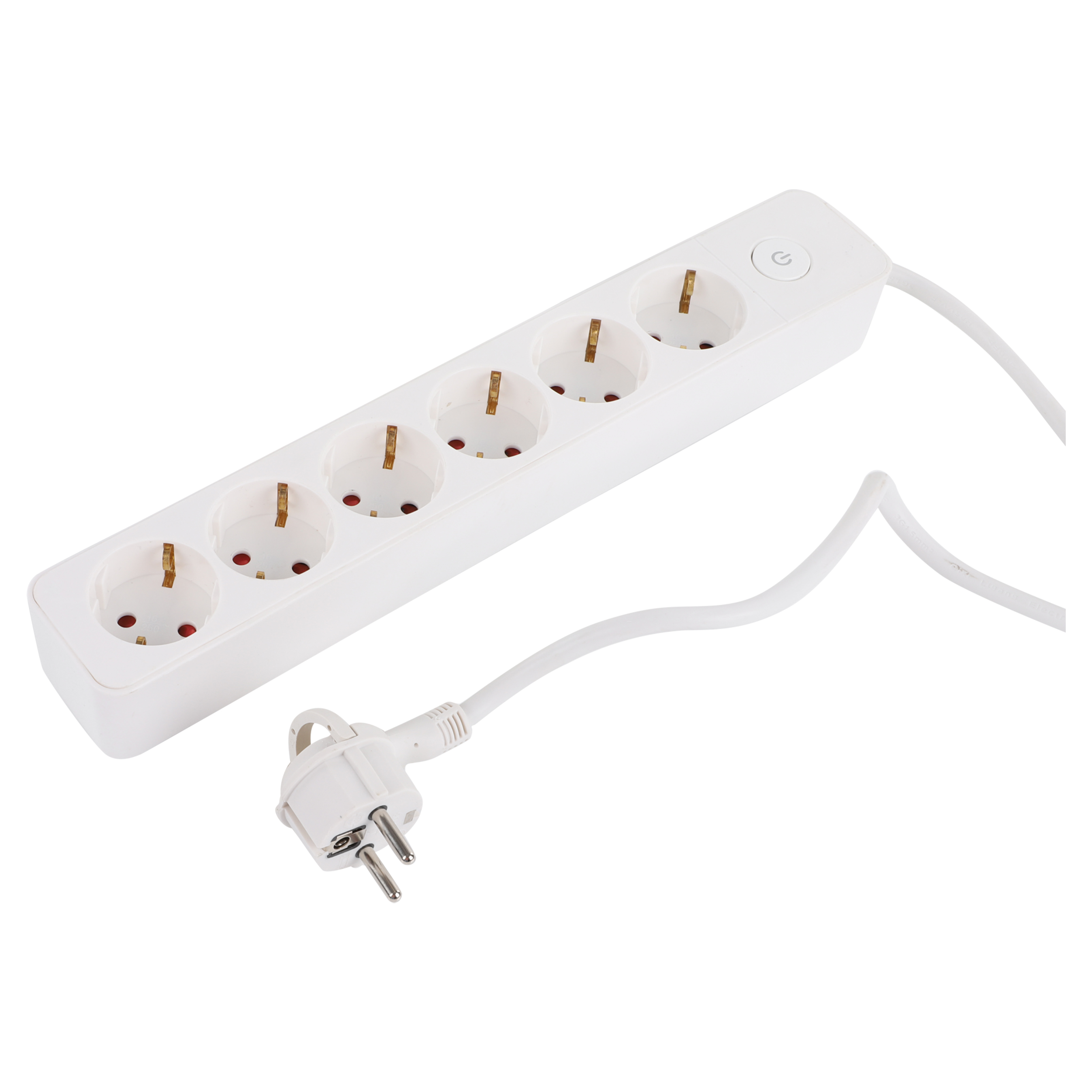 55.203.64 Q-Link  stekkerdoos 6-voudig - met schakelaar - plat wit 3 x 1.5 mm², 1.5 m
