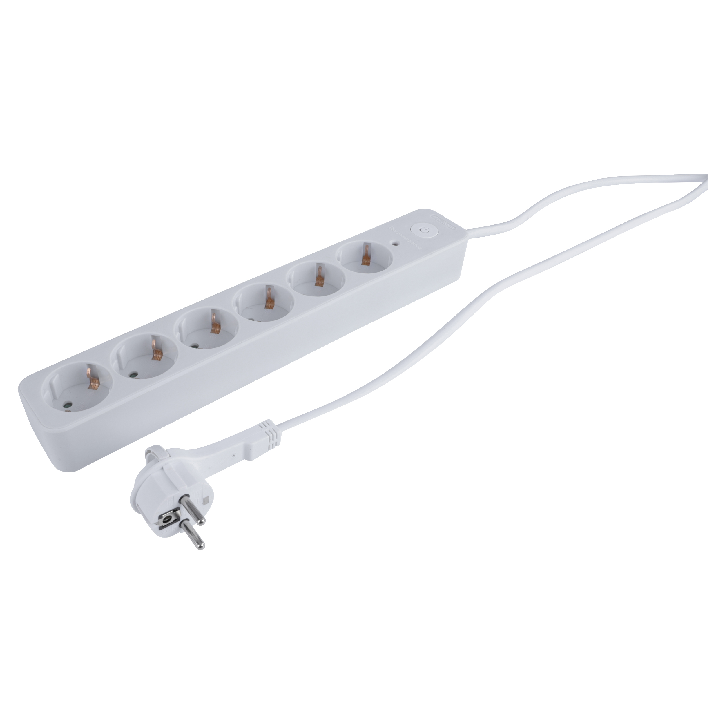 55.203.81 Q-Link  stekkerdoos 6-voudig - randaarde - met overspanningsbeveiliging - plat - met schakelaar wit 3 x 1.5 mm², 1.5 m