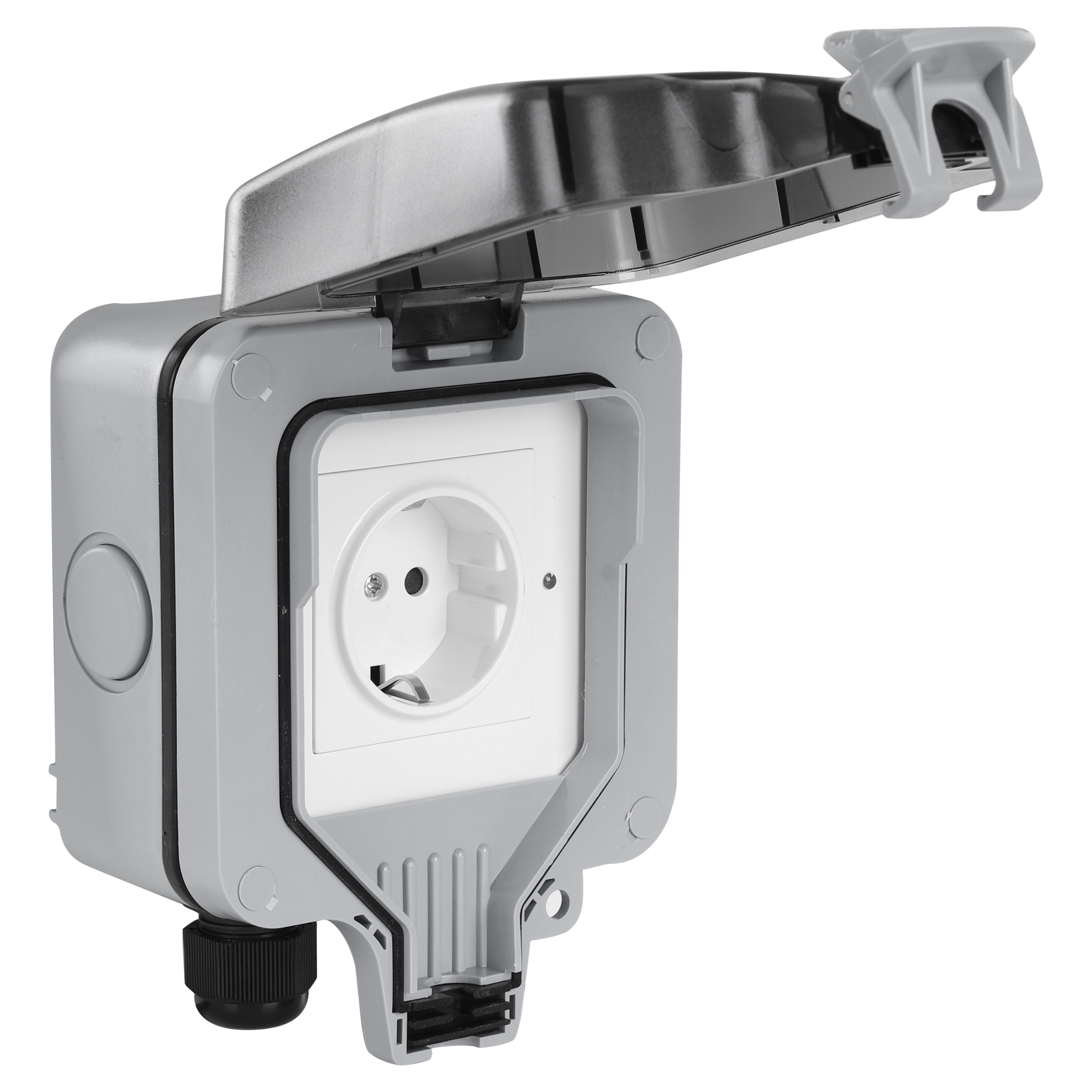 55.208.04 Q-Link  contactdoos opbouw - randaarde - WIFI - IP66 - 16A grijs/zwart 