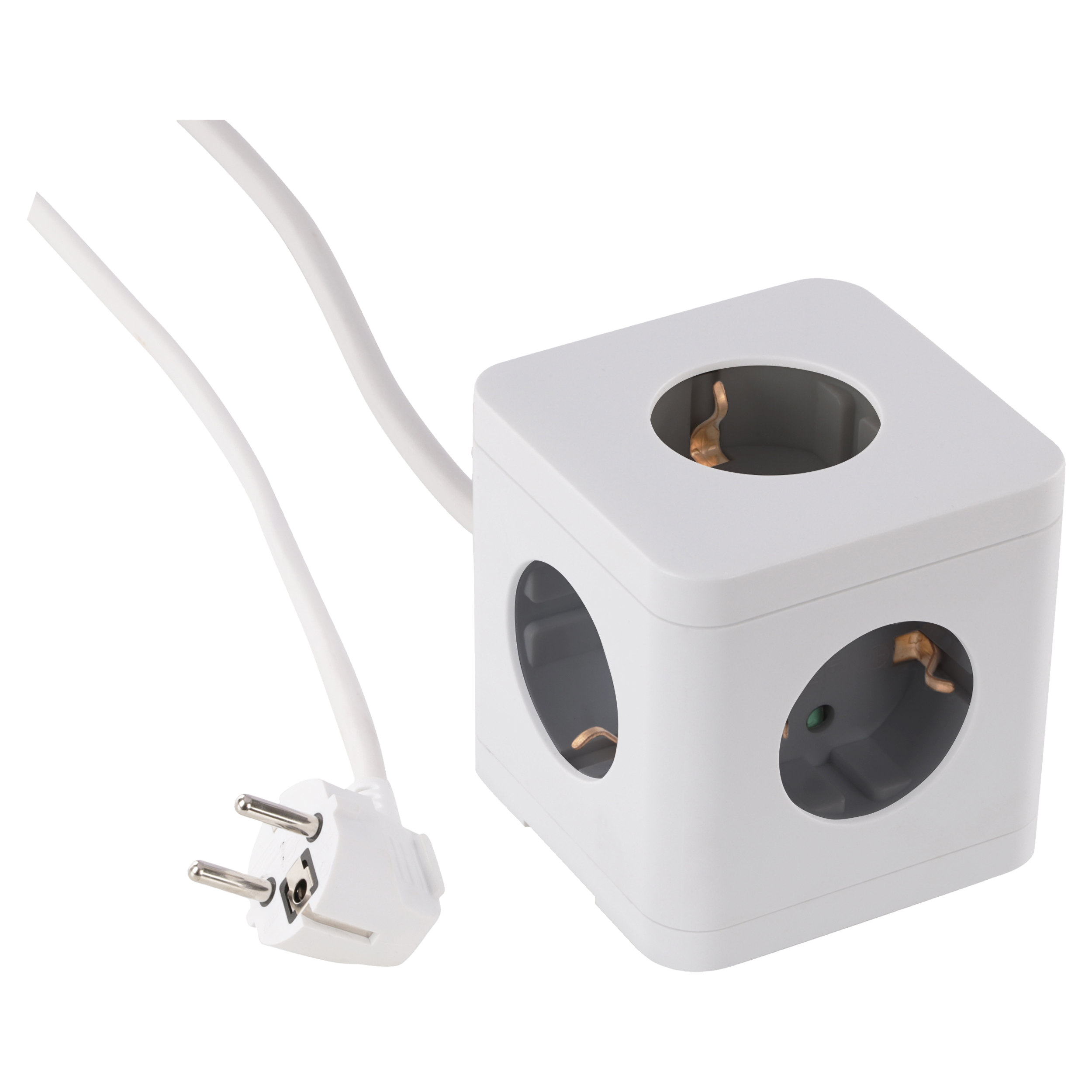 55.502.20 Q-Link  stekkerdoos cube - 5-voudig - randaarde wit/grijs 3 x 1.5 mm², 1.5 m