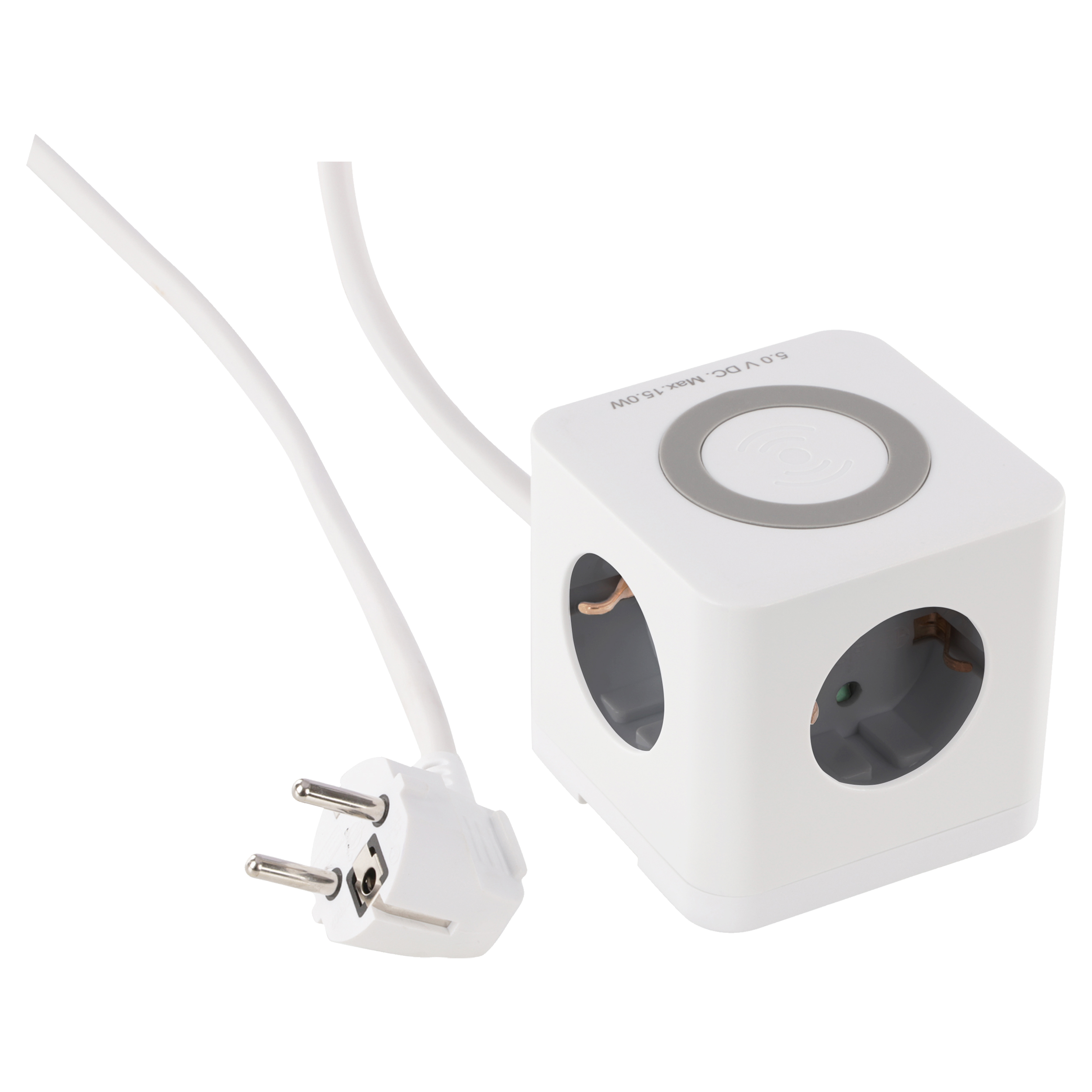 Stekkerdoos - cube - 3-voudig - randaarde - USB A/C - wireless charging