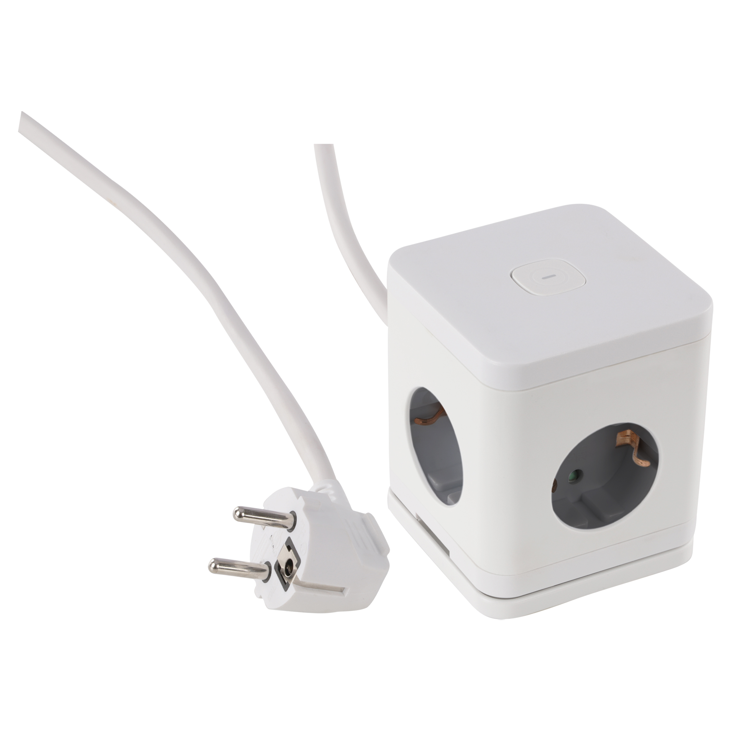 55.502.22 Q-Link  stekkerdoos cube - 4-voudig - randaarde - USB A/C wit/grijs 3 x 1.5 mm², 1.5 m