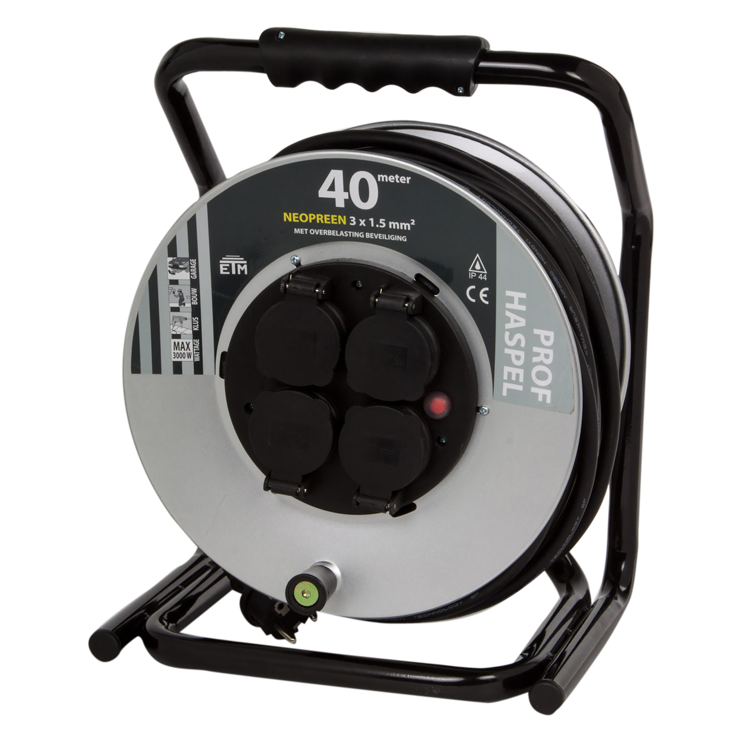55.900.89 Q-Link  kabelhaspel prof - randaarde zwart 3 x 1.5 mm², 40 m