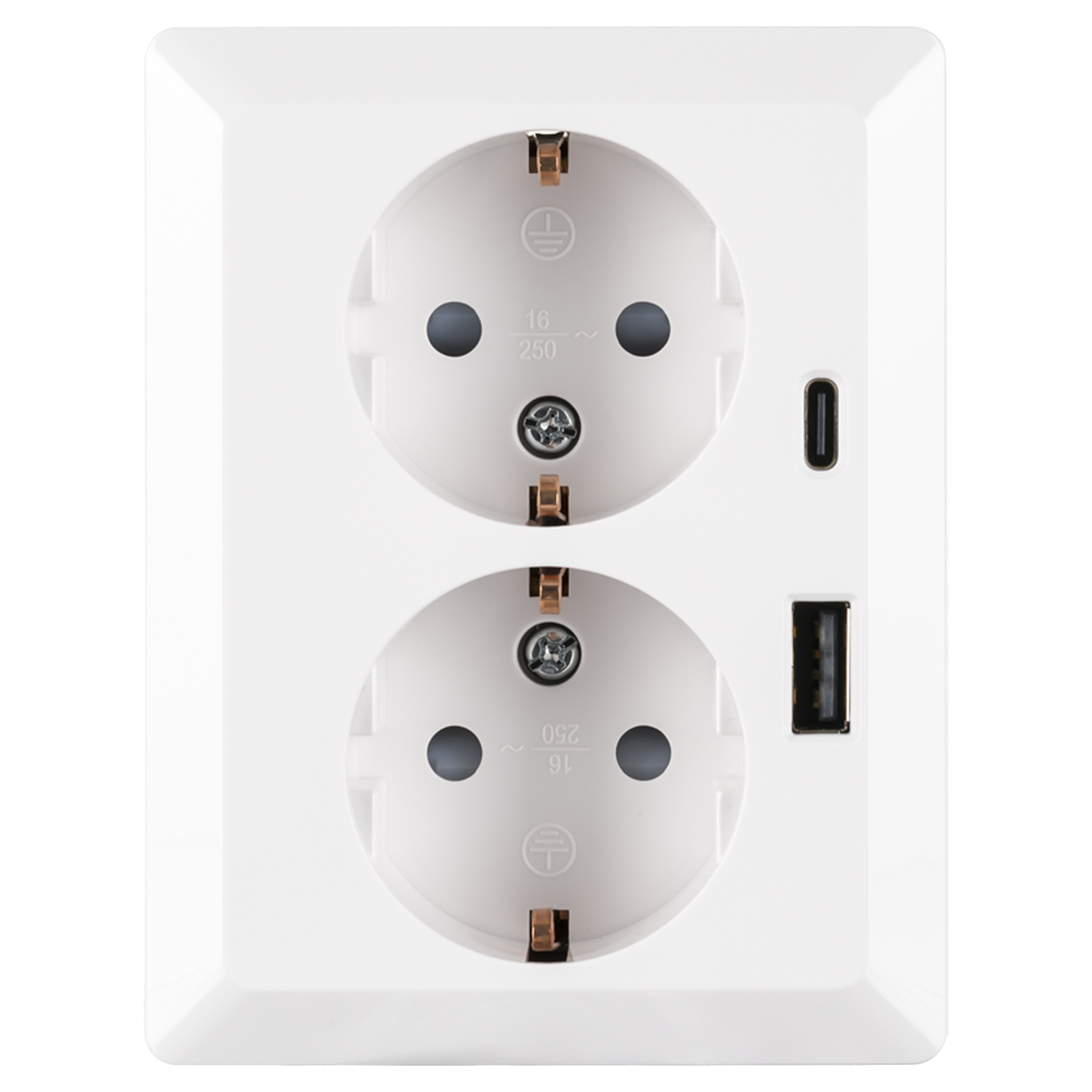 58.006.80 ION Industries V1/J1 contactdoos inbouw - 2-voudig - randaarde - USB A/C alpin wit 
