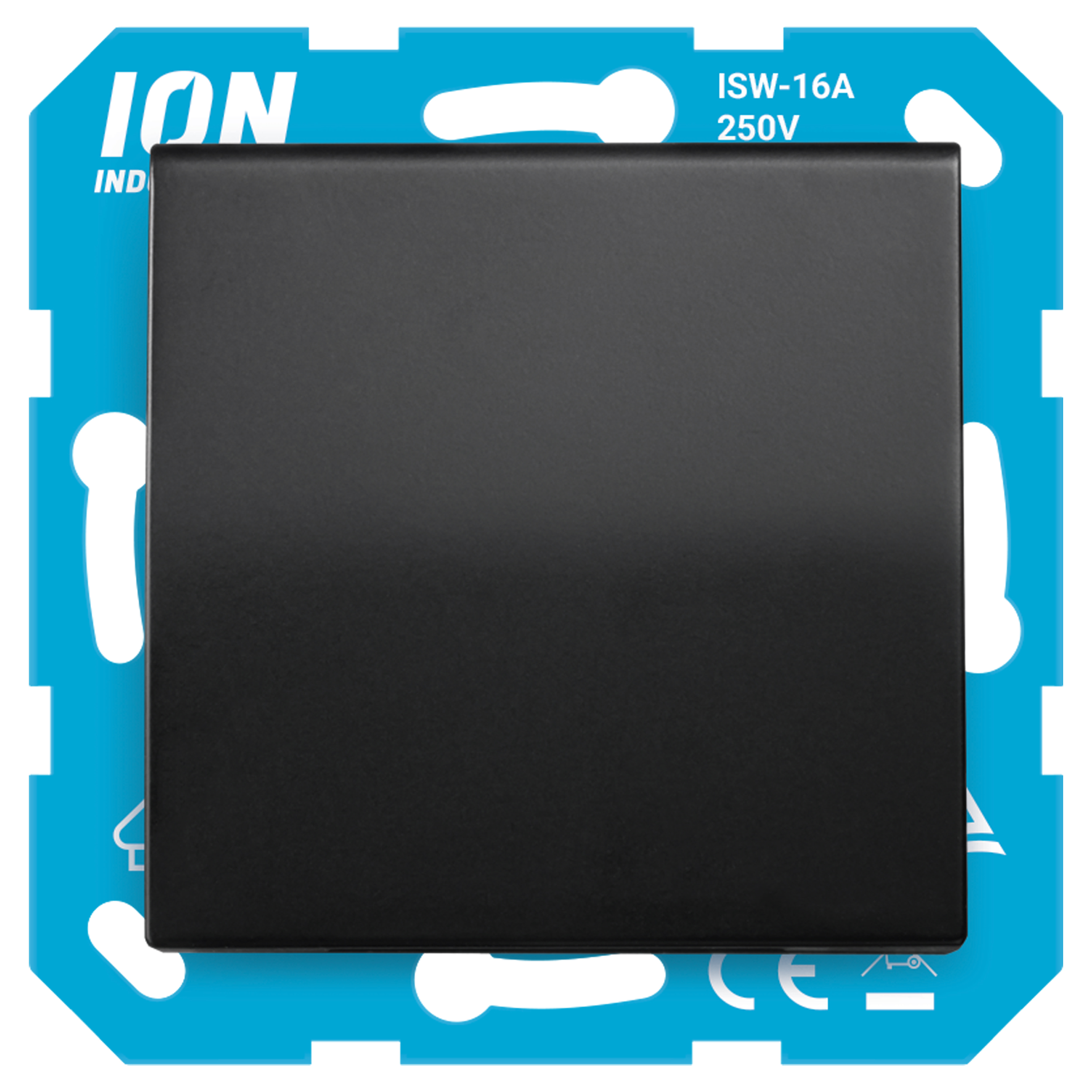 58.007.43 ION Industries V1/J1 contactdoos inbouw - 1-voudig - randaarde - spatwaterdicht - met aanraakbeveiliging - met klep mat zwart 71 x 71 x 32 mm