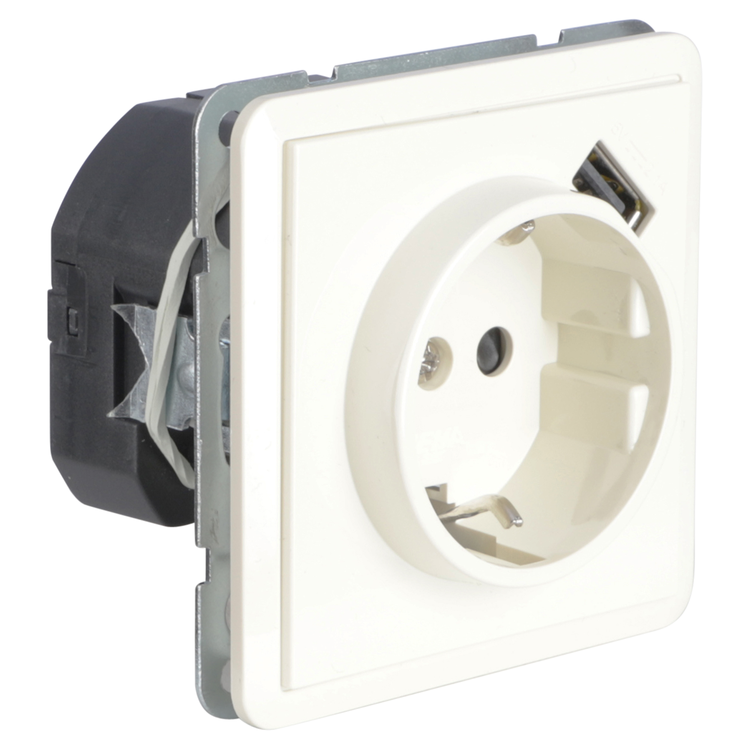 58.040.43 Peha Standard contactdoos inbouw - 1-voudig - randaarde - USB 2.1A crème 