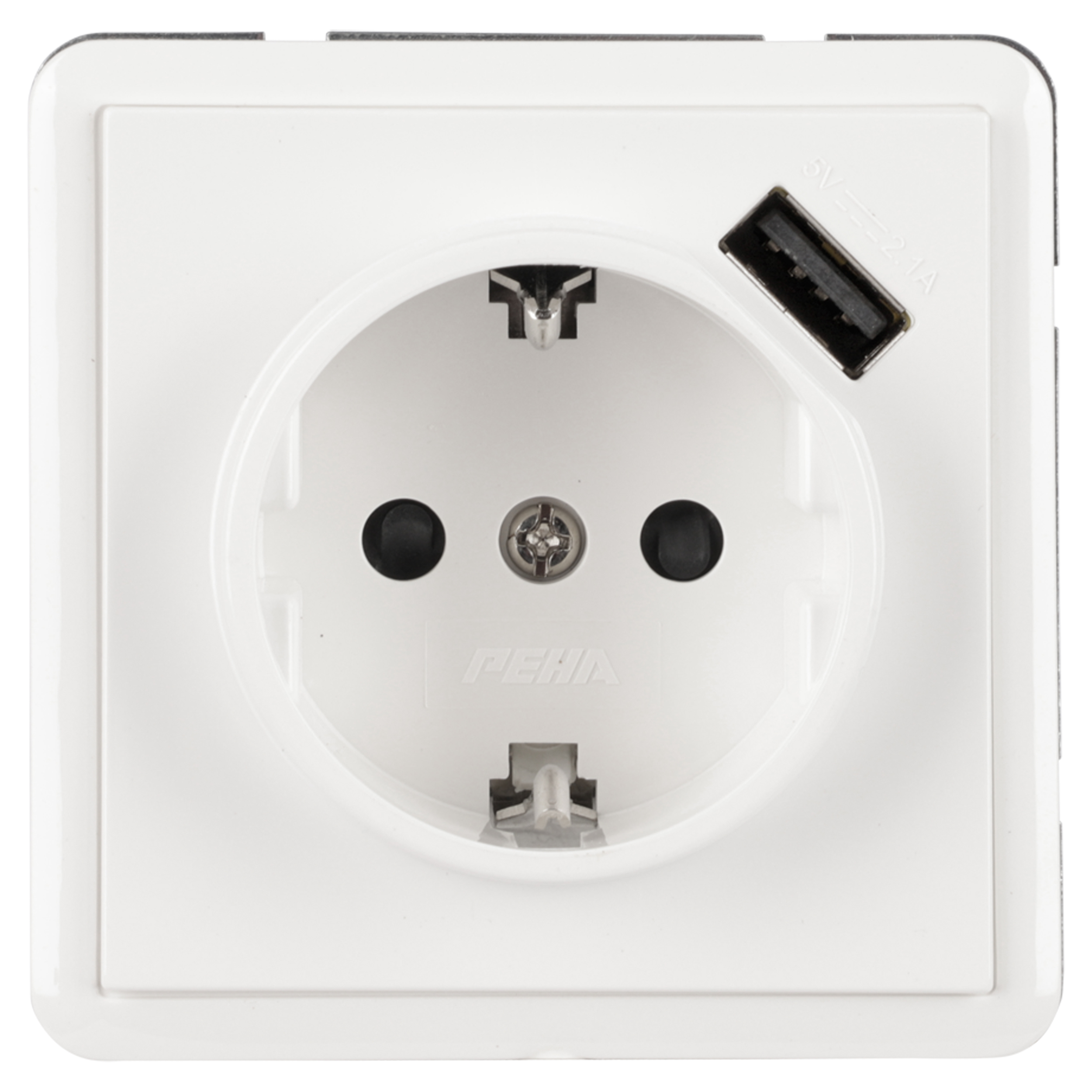 58.041.43 Peha Standard contactdoos inbouw - 1-voudig - randaarde - USB 2.1A polarwit 