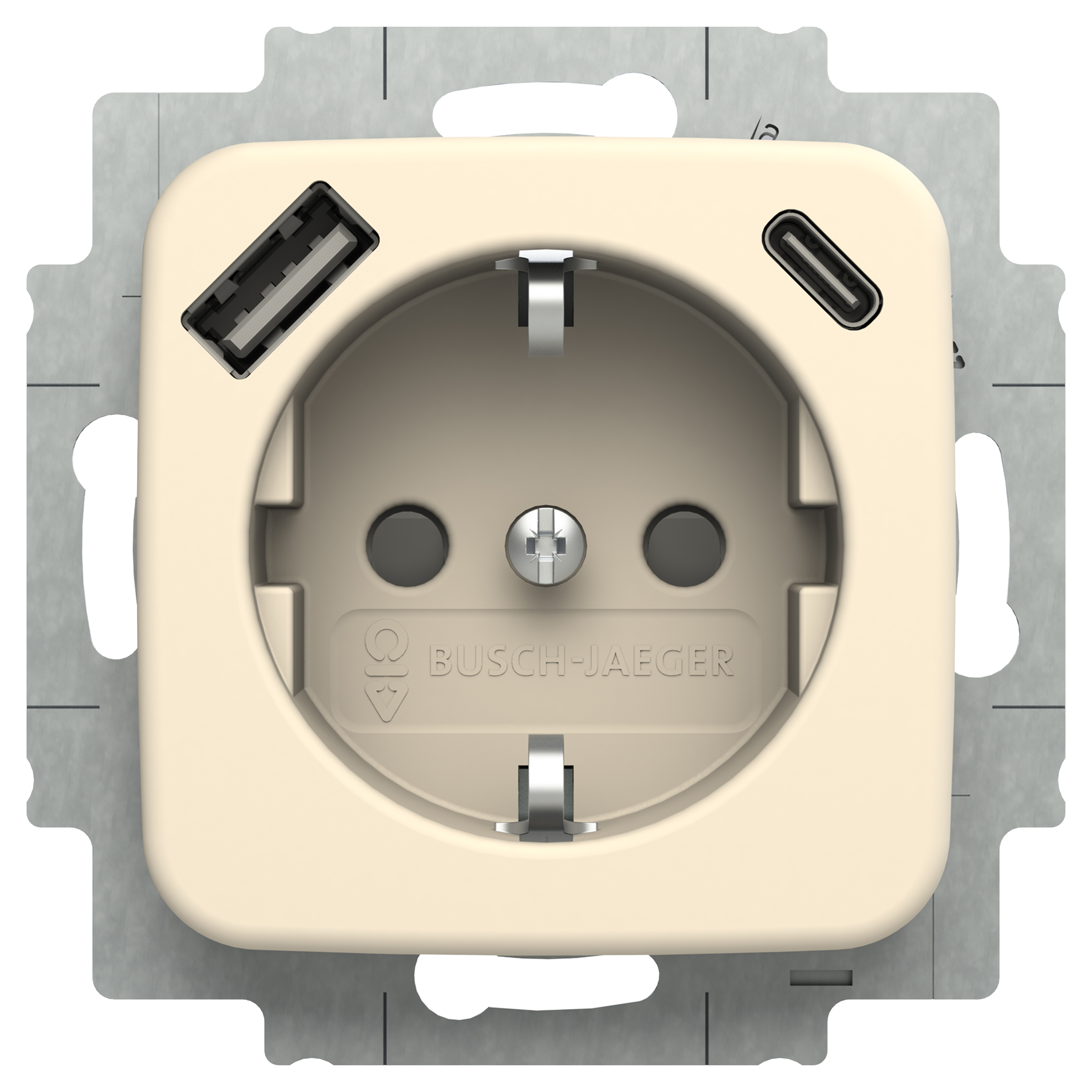 58.050.46 Busch-Jaeger SI contactdoos inbouw - 1-voudig - randaarde - USB A/C crème 