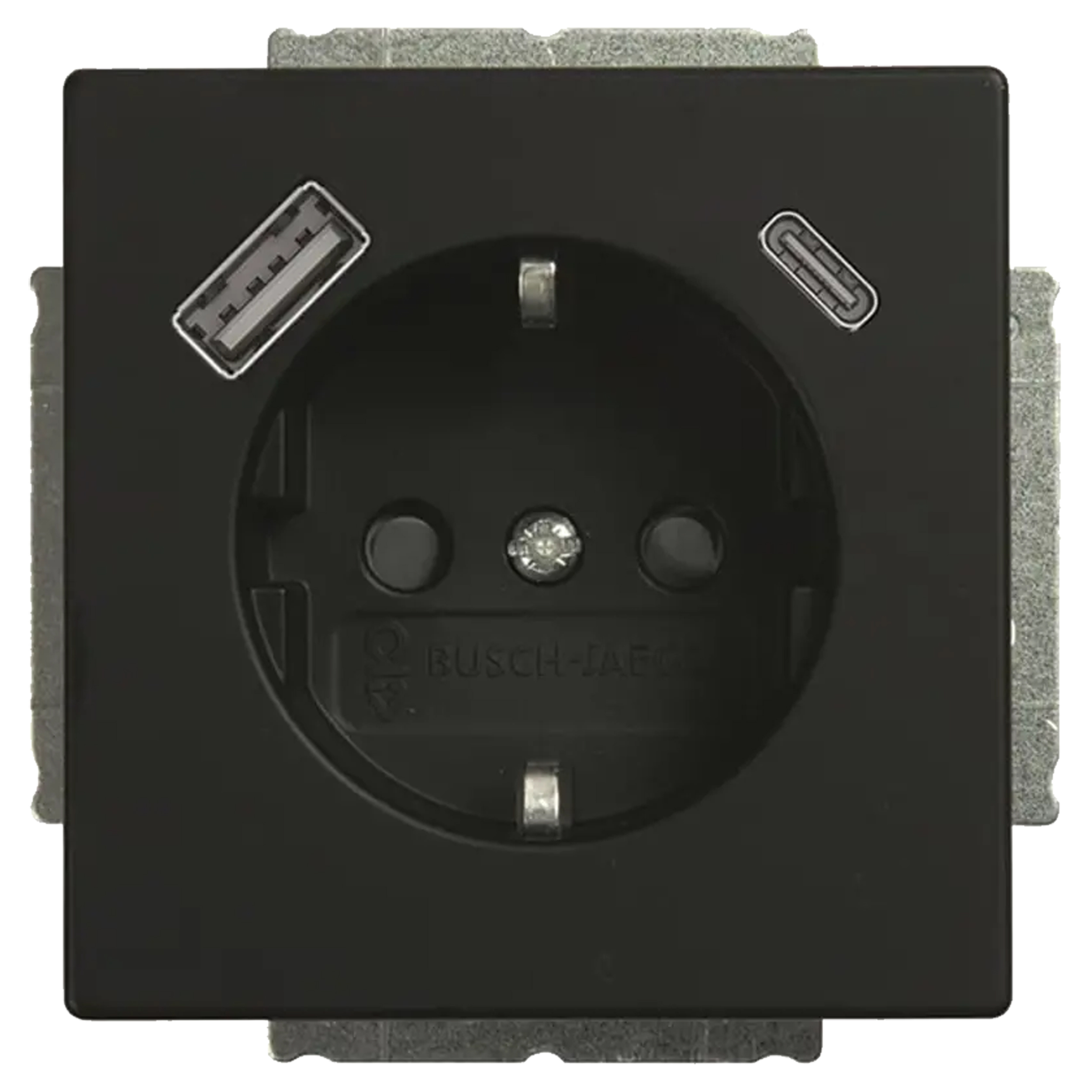 58.052.46 Busch-Jaeger Future Linear contactdoos inbouw - 1-voudig - randaarde - USB A/C zwart 