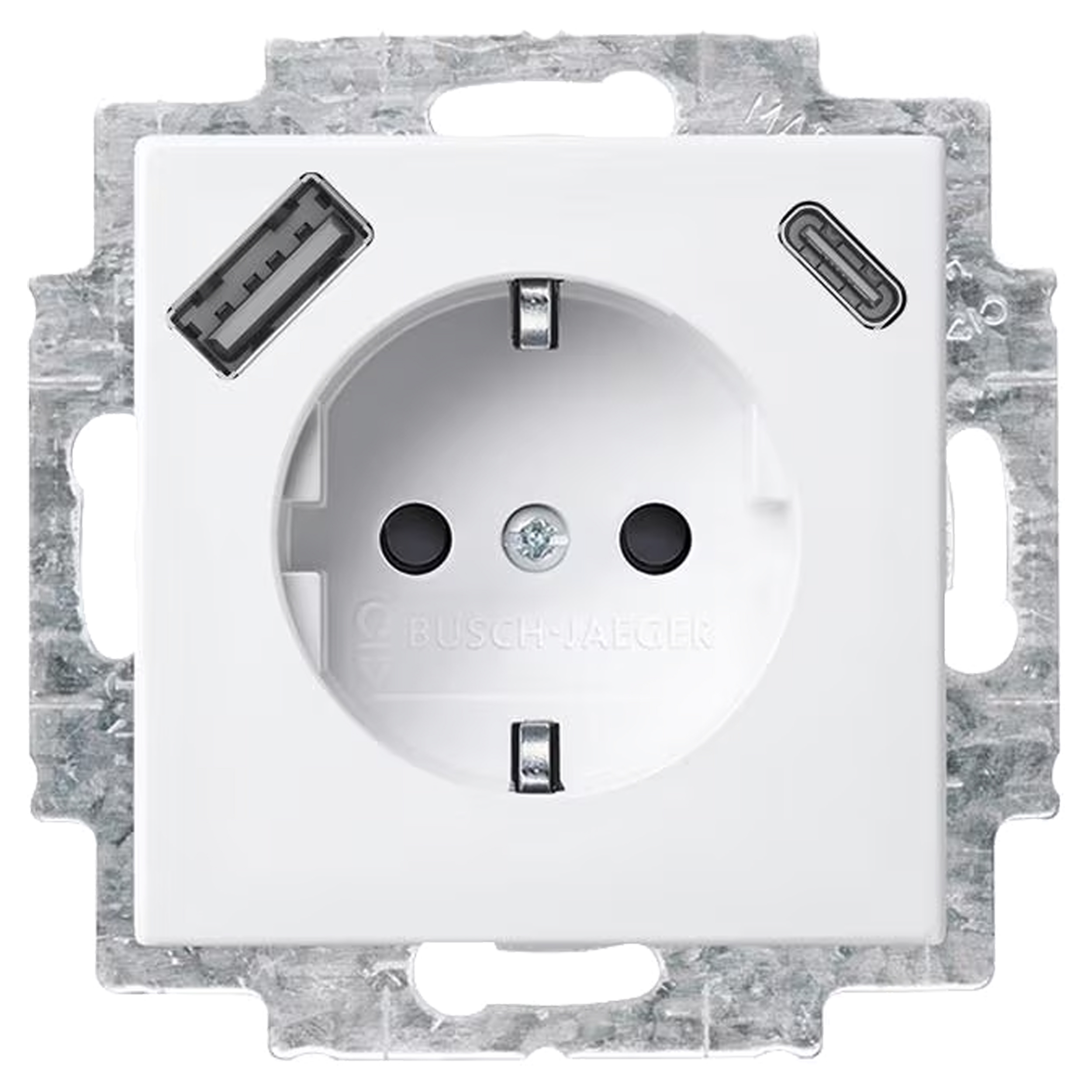 58.054.46 Busch-Jaeger Balance contactdoos inbouw - 1-voudig - randaarde - USB A/C polarwit 