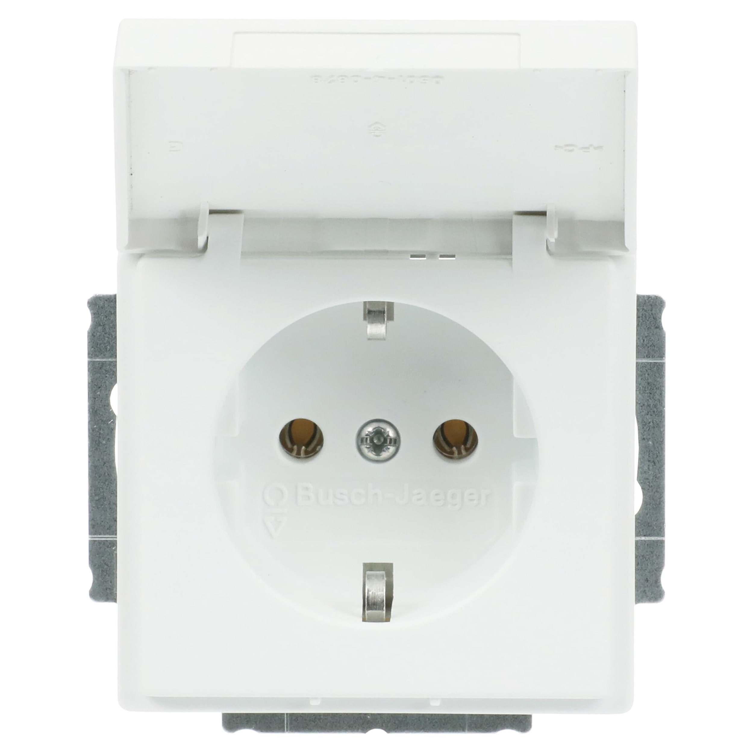 58.060.44 Busch-Jaeger Future Linear contactdoos inbouw - 1-voudig - randaarde - met klep mat wit 