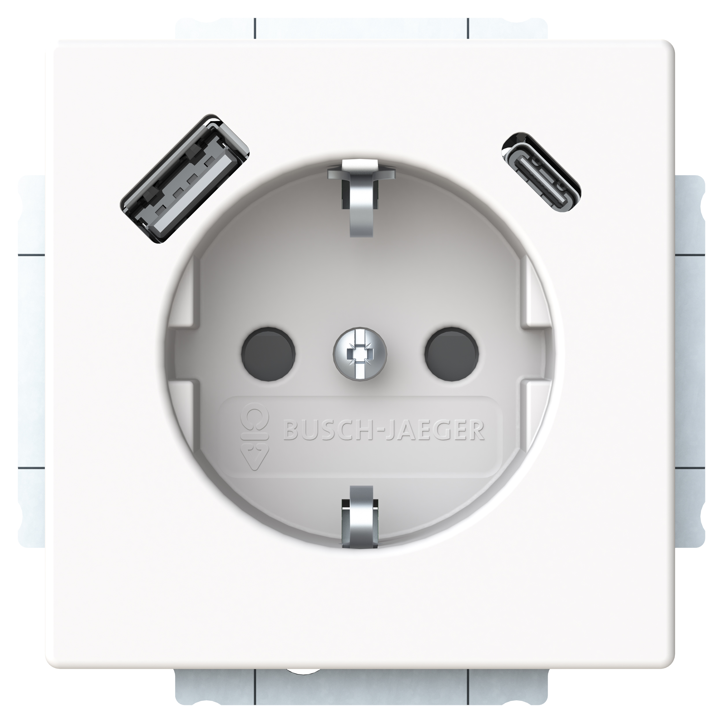 58.060.46 Busch-Jaeger Future Linear contactdoos inbouw - 1-voudig - randaarde - USB A/C mat wit 