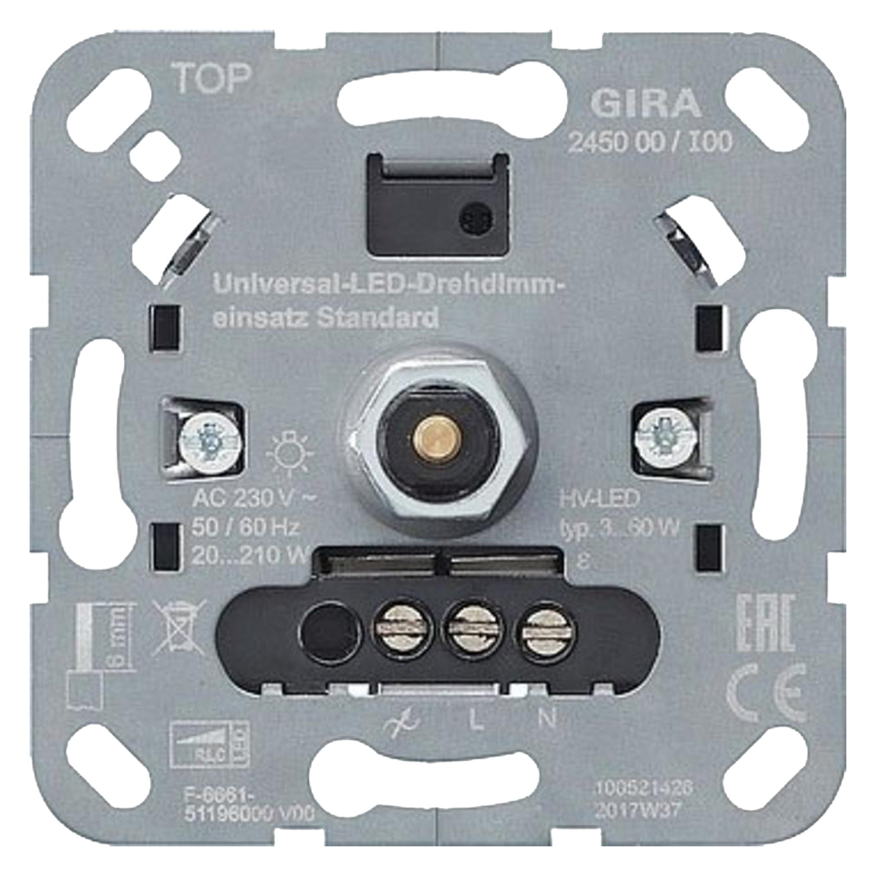 58.093.83 Gira  dimmer inbouw - LED - 3-60W universeel - 210W - druk-uit - element  
