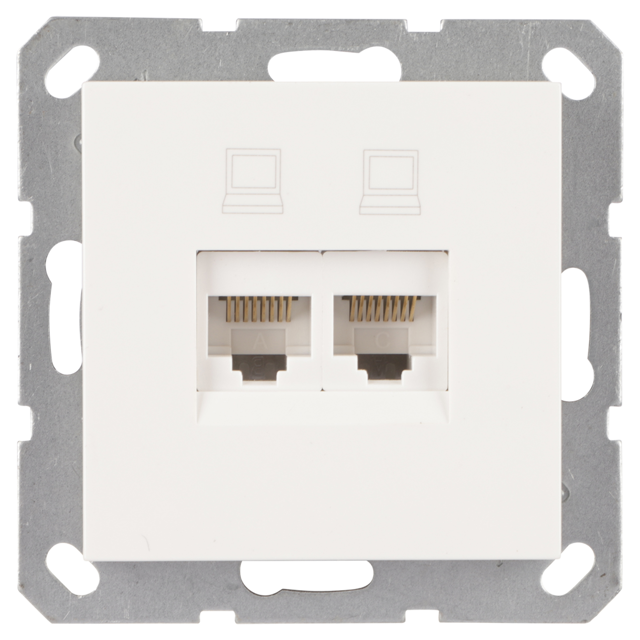 58.096.64 Q-Link S-Line contactdoos telefoon/data - inbouw - CAT5E - 2 x 8-polig polarwit 