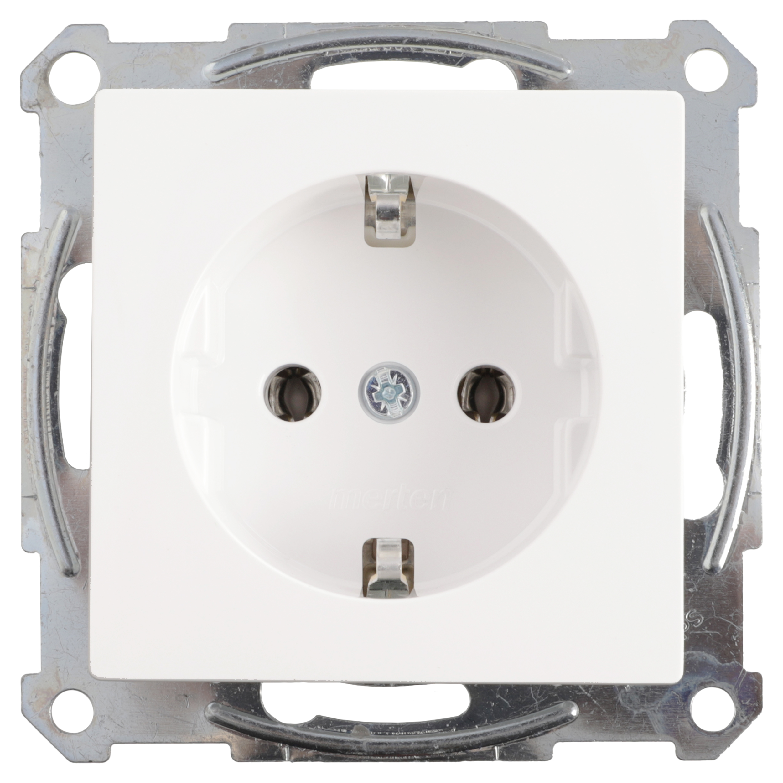 58.101.42 Merten System M contactdoos inbouw - 1-voudig - randaarde actief wit 71 x 71 x 40 mm