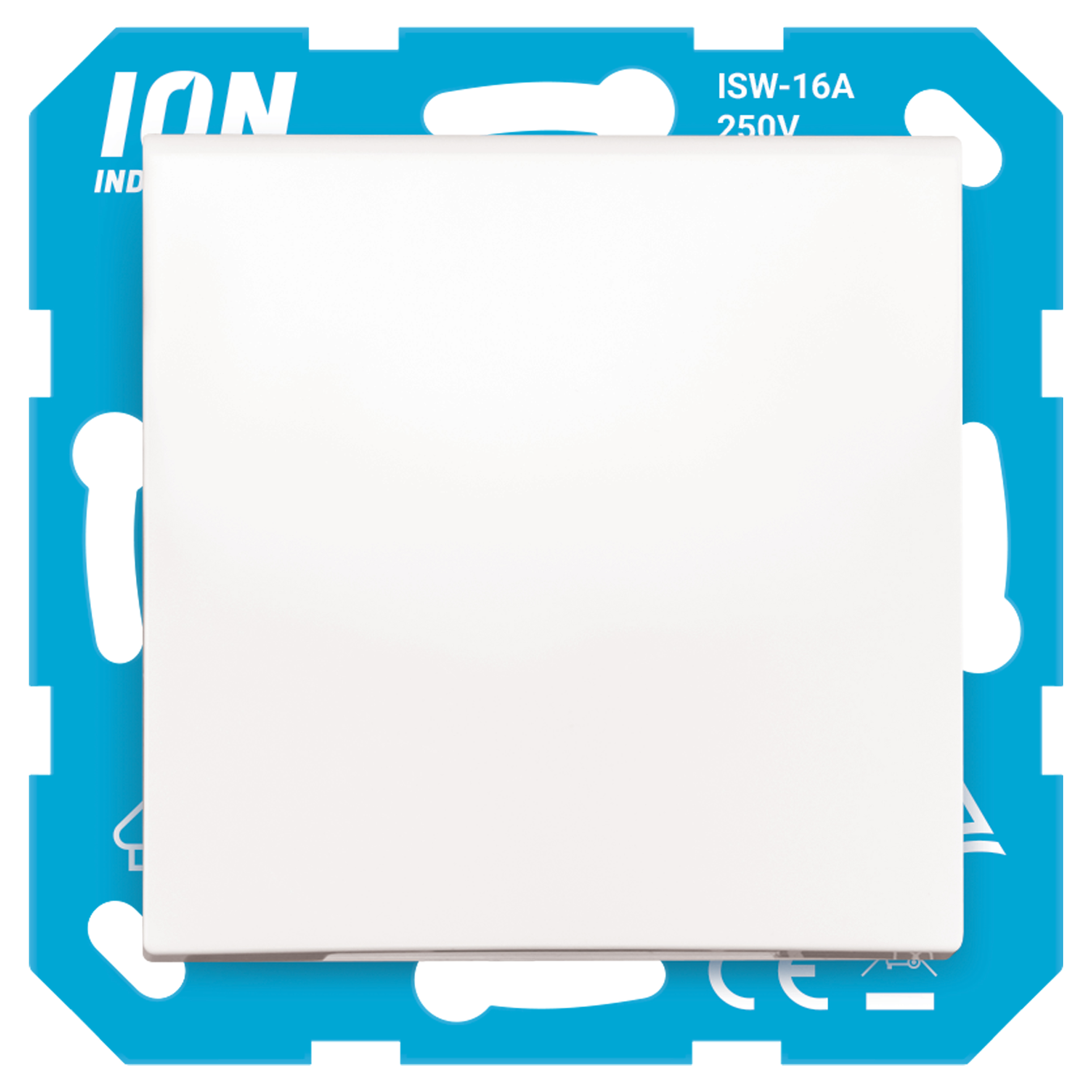 58.116.44 ION Industries E1 contactdoos inbouw - 1-voudig - randaarde - met klep - IP44 alpin wit 71 x 71 x 32 mm