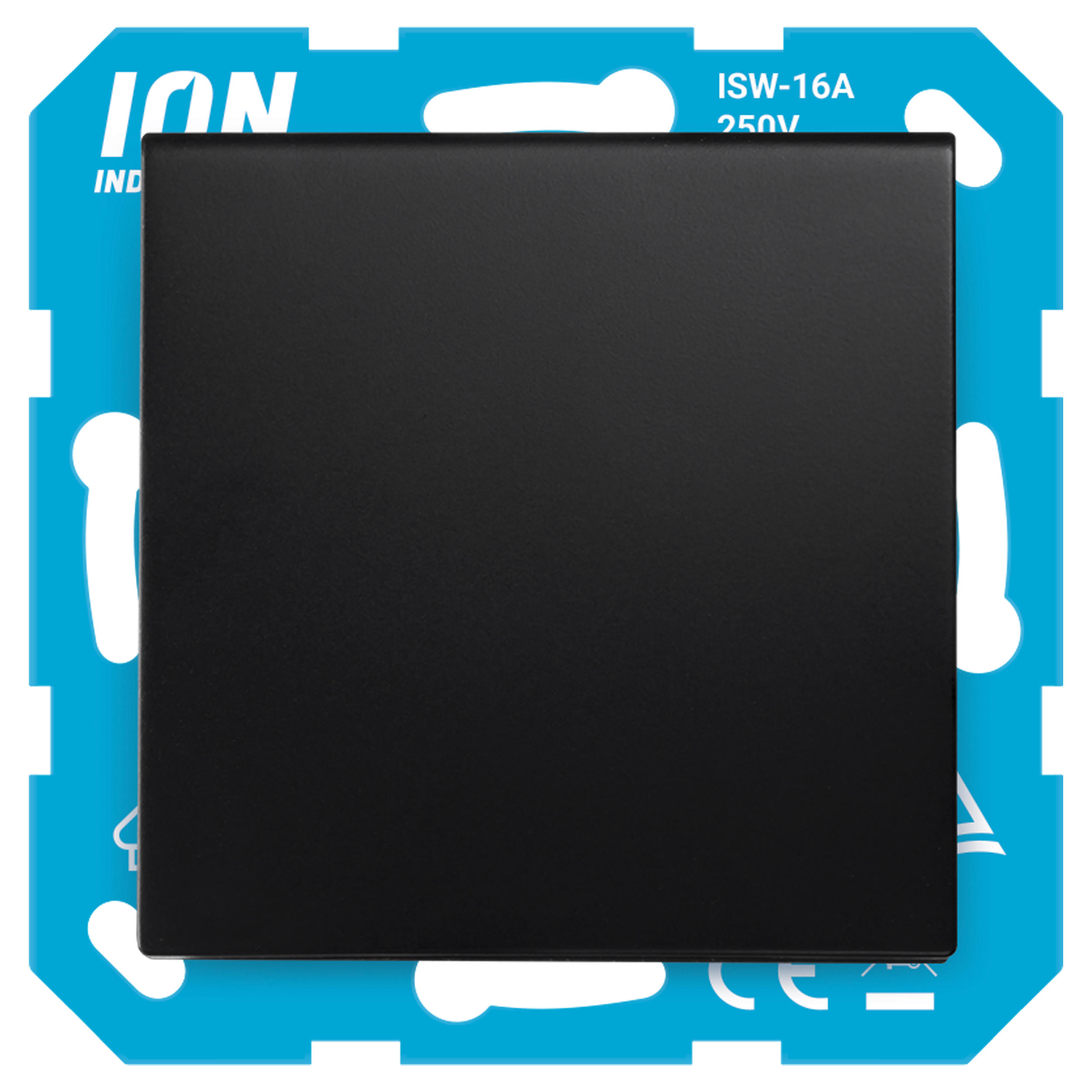 58.117.44 ION Industries E1 contactdoos inbouw - 1-voudig - randaarde - met klep - IP44 mat zwart 71 x 71 x 32 mm