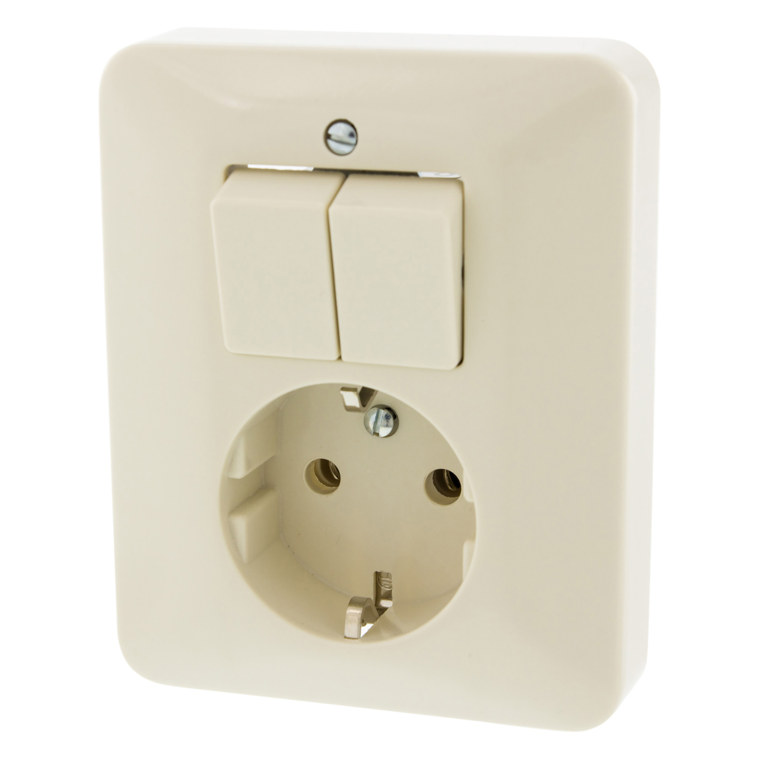66.000.71 Busch-Jaeger SI combinatie stopcontact en schakelaar inbouw - serie - randaarde crème 