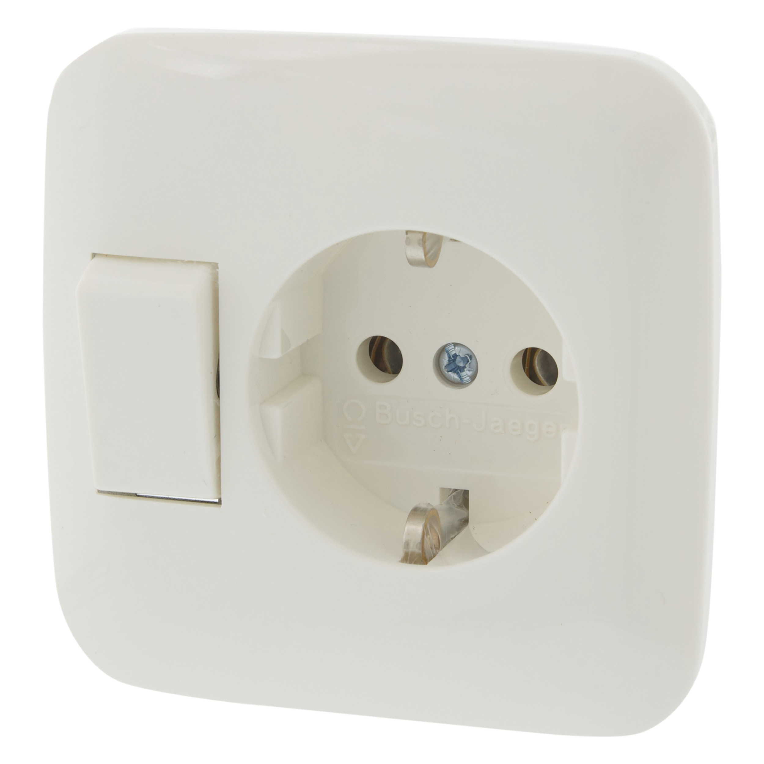 66.001.68 Busch-Jaeger Reflex combinatie stopcontact en schakelaar inbouw - wissel - randaarde polarwit 