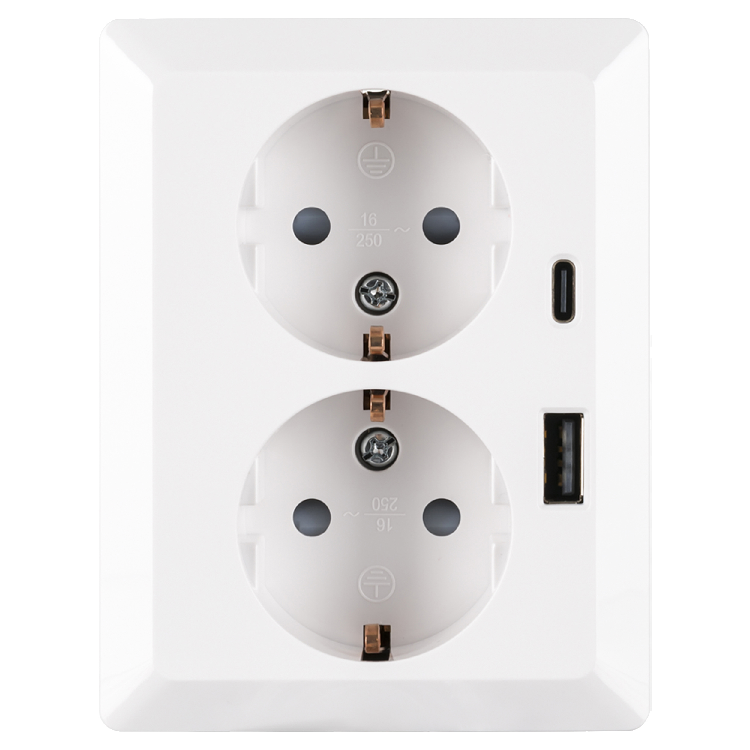 66.006.80 ION Industries  contactdoos inbouw - 2-voudig - randaarde - USB A/C alpin wit 