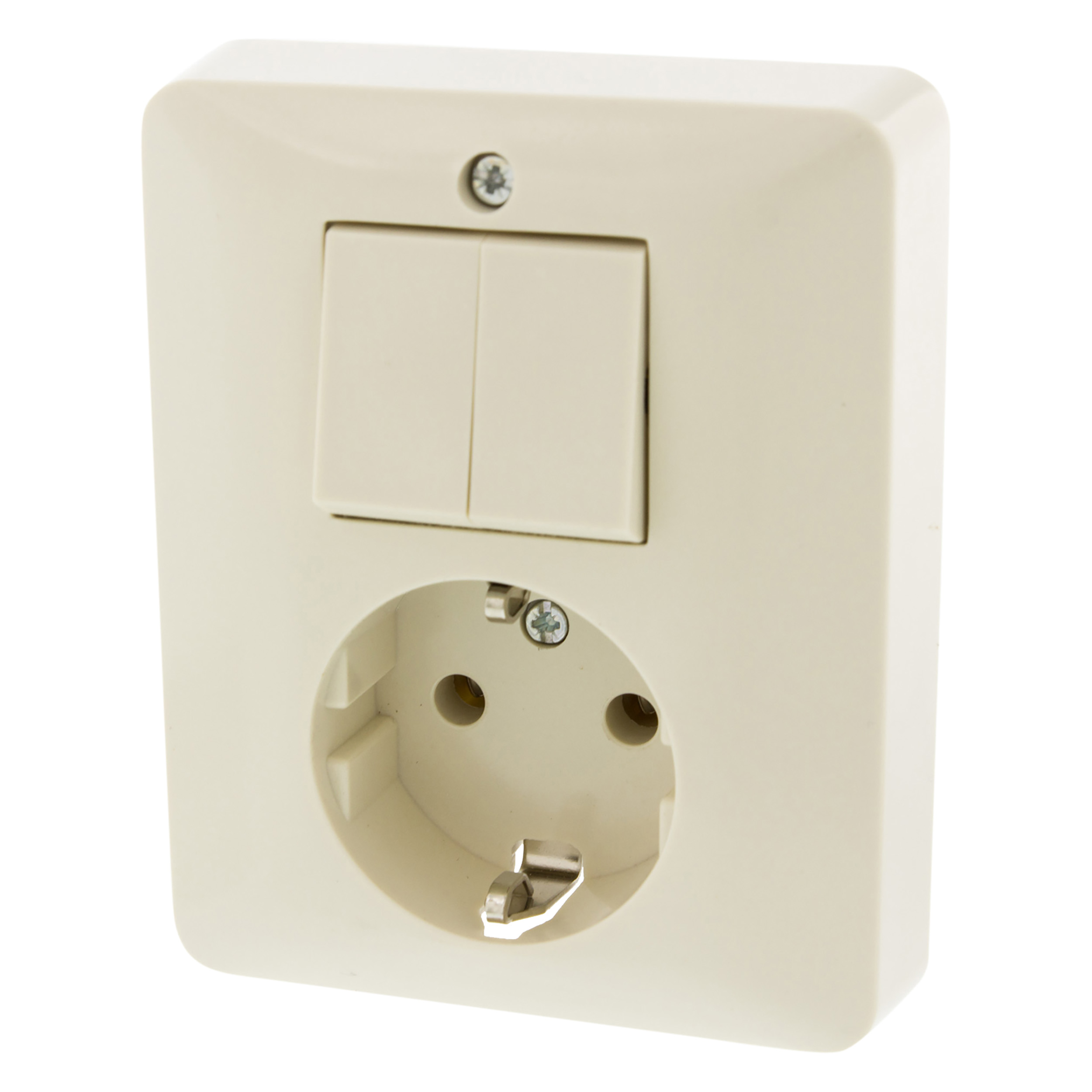 66.010.71 Peha Standard combinatie stopcontact en schakelaar inbouw - serie - randaarde crème 