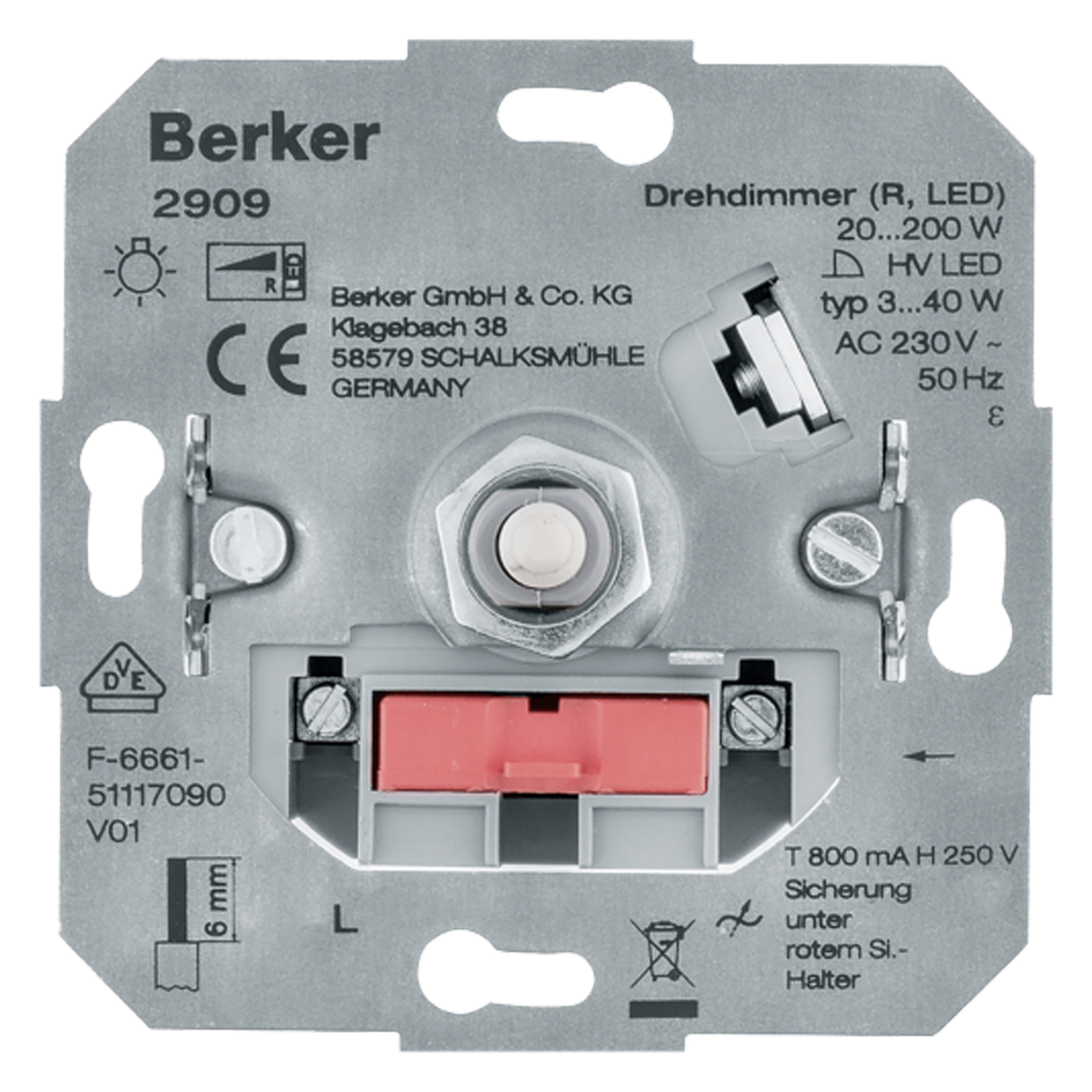 66.035.95 Berker  dimmer inbouw - draai-uit - LED - 3-40W - universeel  