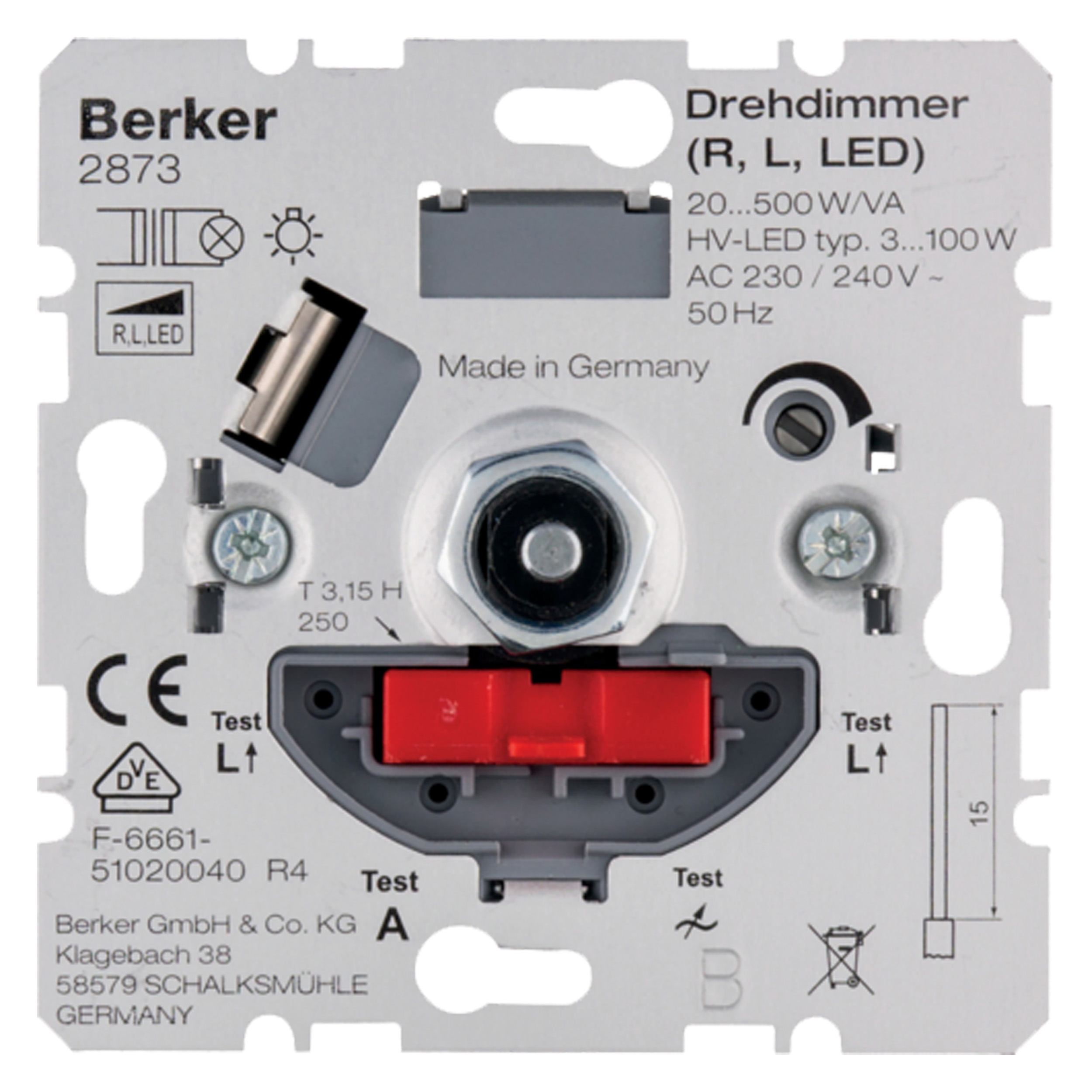 66.035.96 Berker  dimmer inbouw - druk-wissel - LED - 3-100W - universeel  
