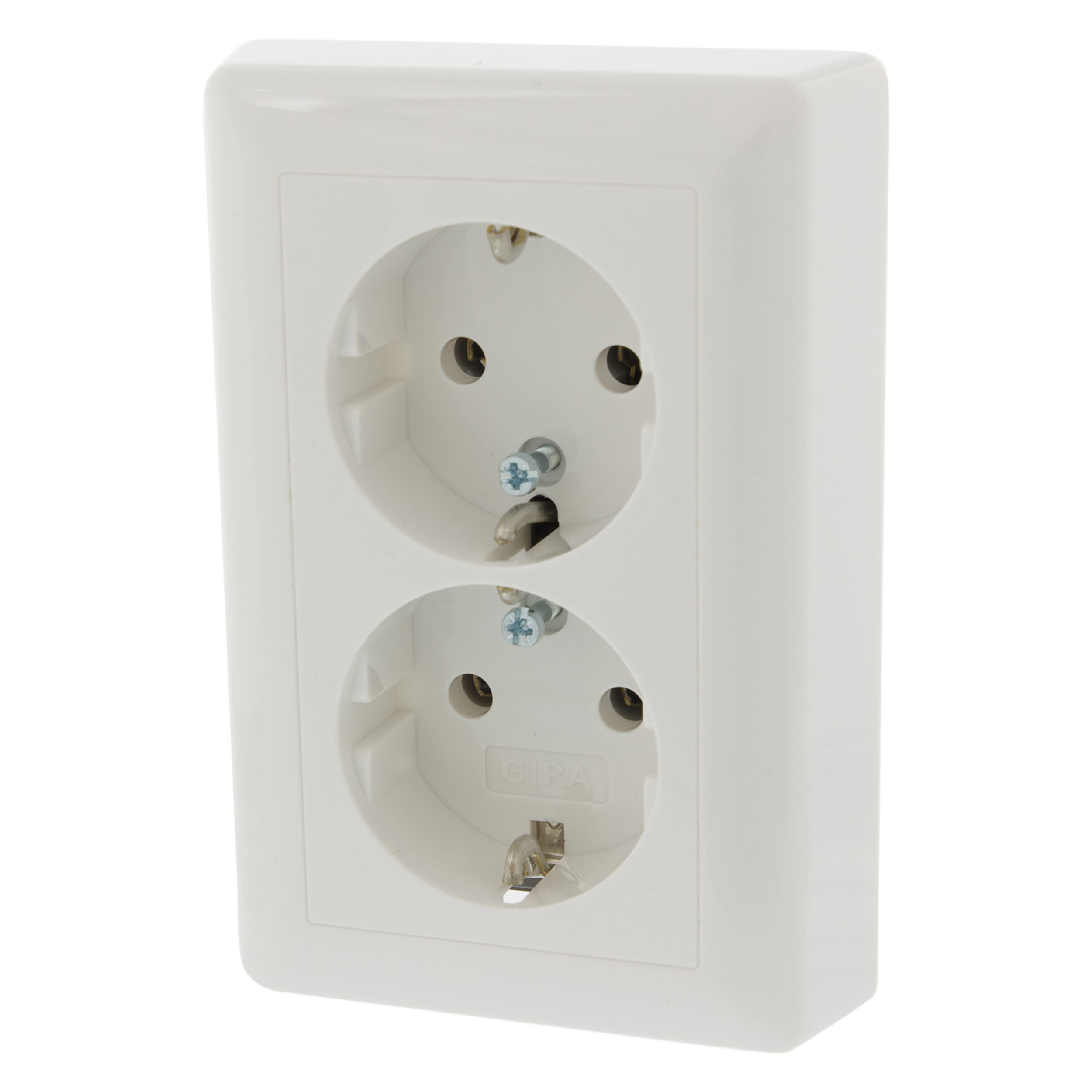66.051.50 Gira System 55 contactdoos inbouw - 2-voudig - randaarde polarwit 