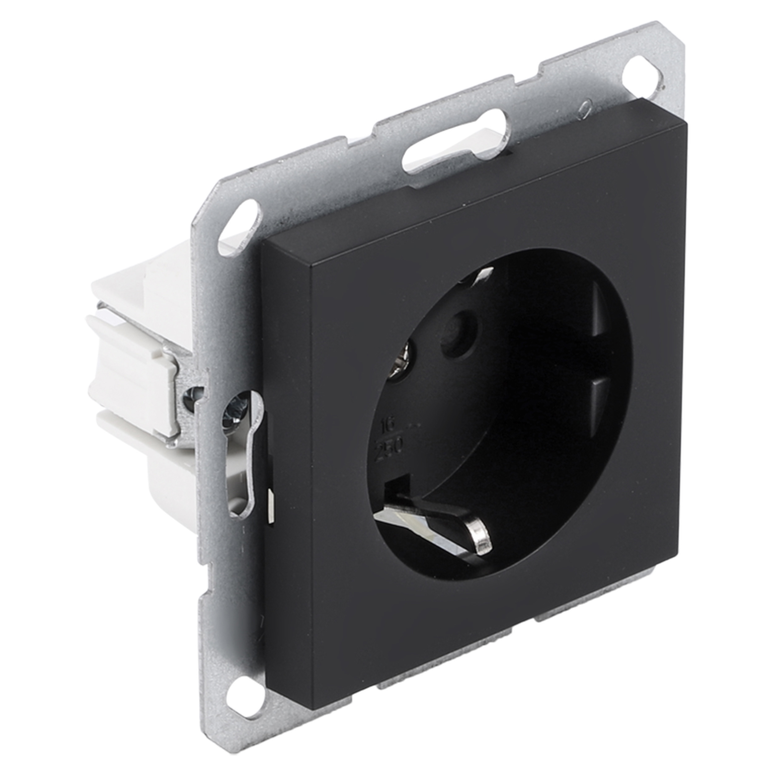 66.095.42 Q-Link S-Line contactdoos inbouw - 1-voudig - randaarde mat zwart 