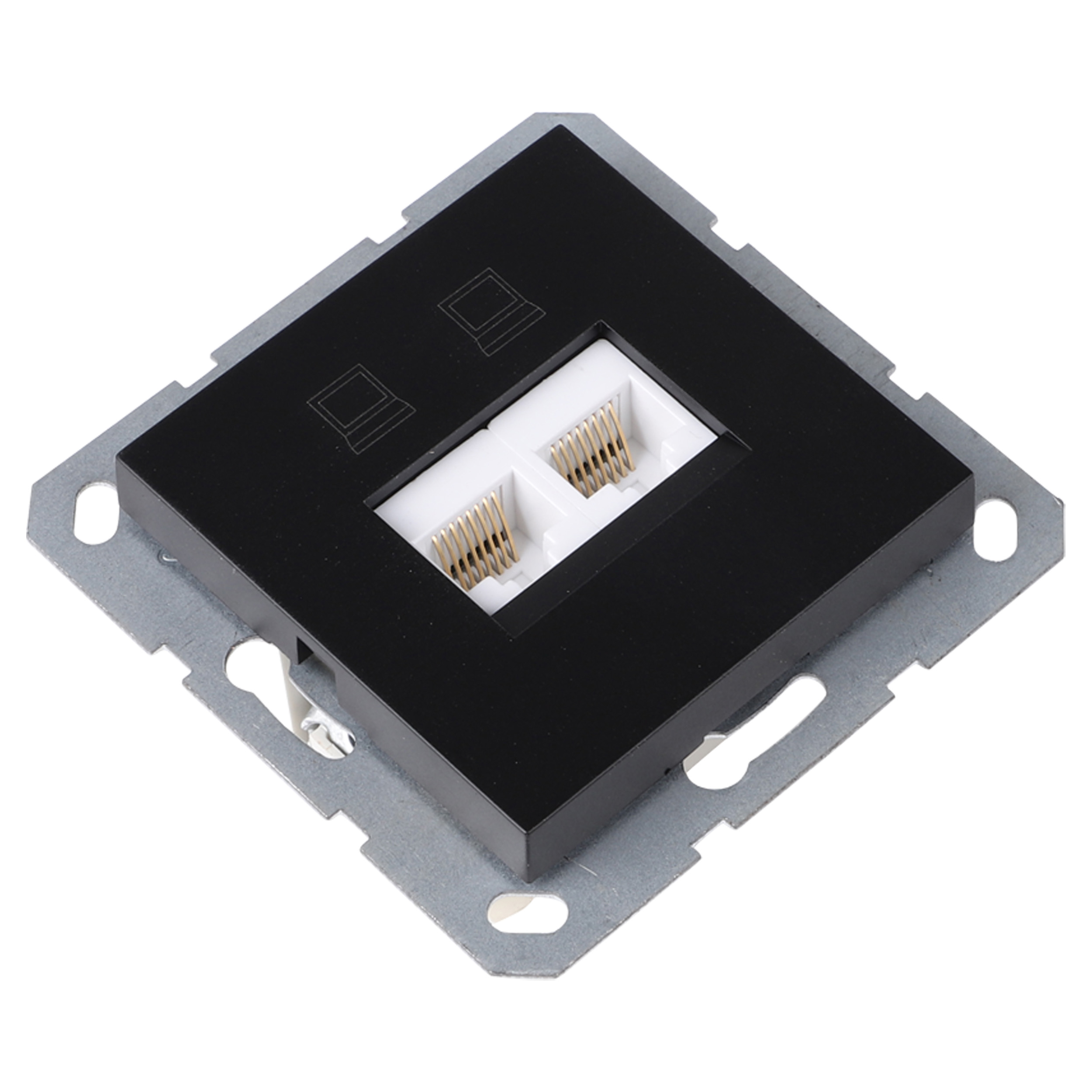 66.095.64 Q-Link S-Line contactdoos telefoon/data - inbouw - CAT5E - 2 x 8-polig zwart 