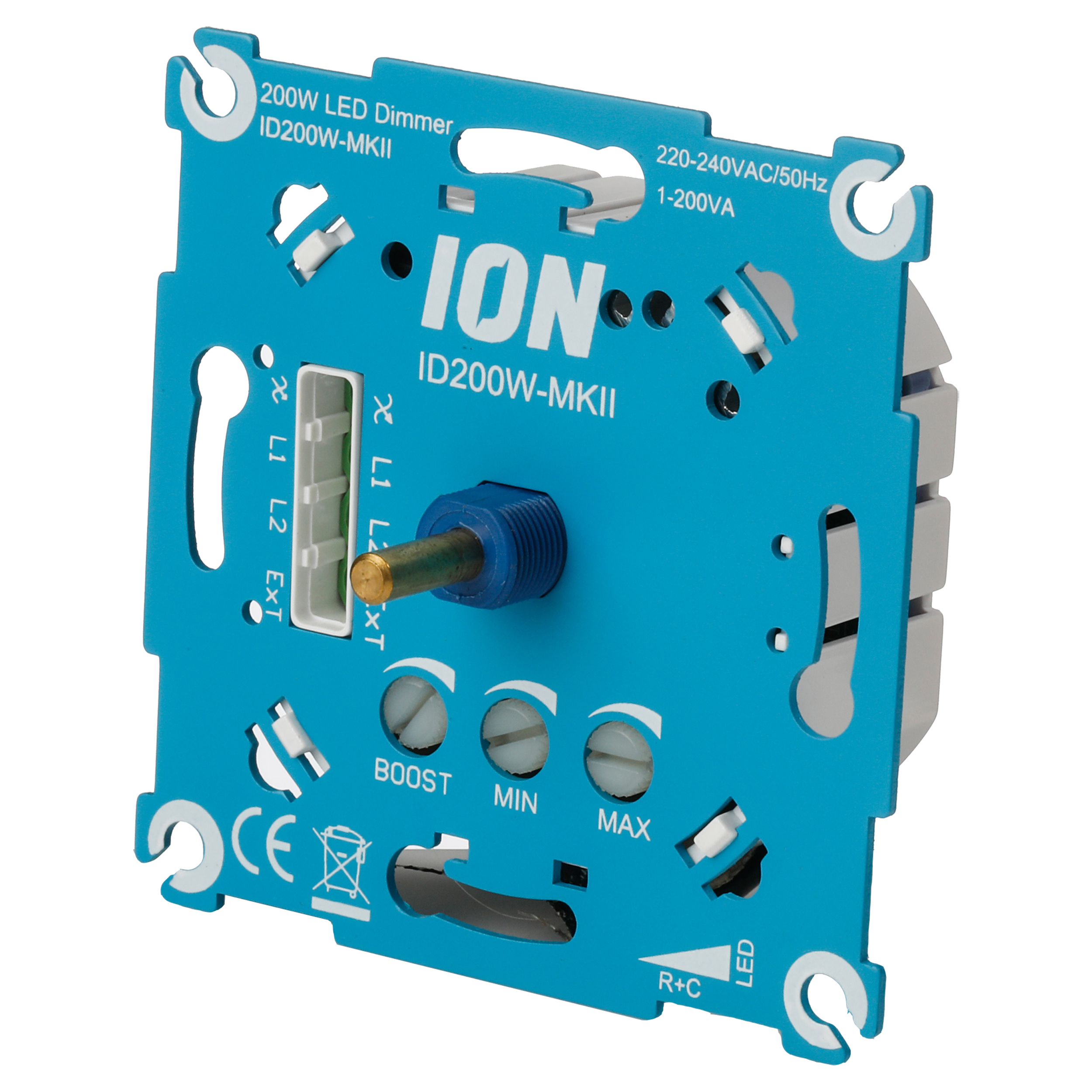 66.099.50 ION Industries  dimmer inbouw - LED - 1-200 W - druk-wissel - RC element - blauw