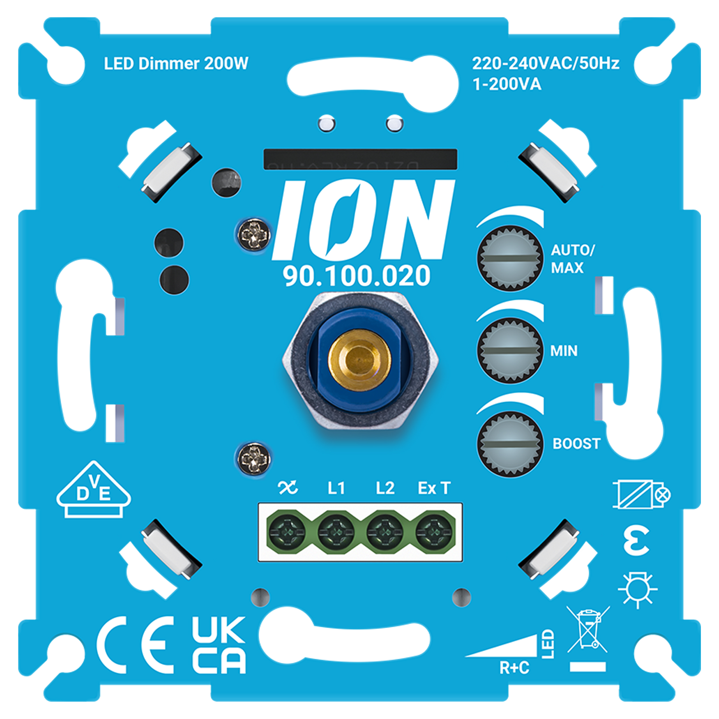 66.099.50 ION Industries  dimmer inbouw - LED - 1-200 W - druk-wissel - RC element blauw 
