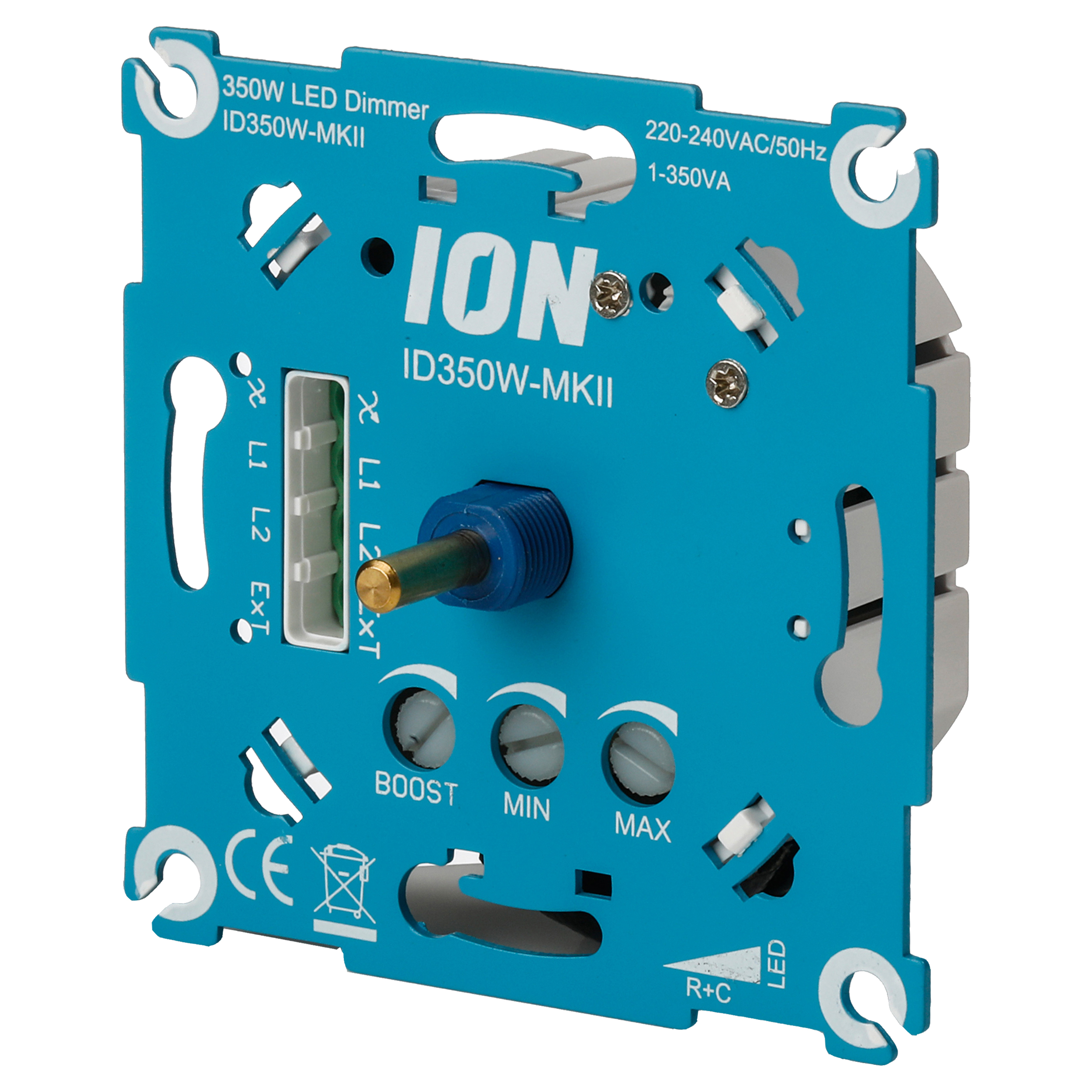 66.099.51 ION Industries  dimmer inbouw - LED - 350 W - druk-wissel - MKII - RC element - blauw