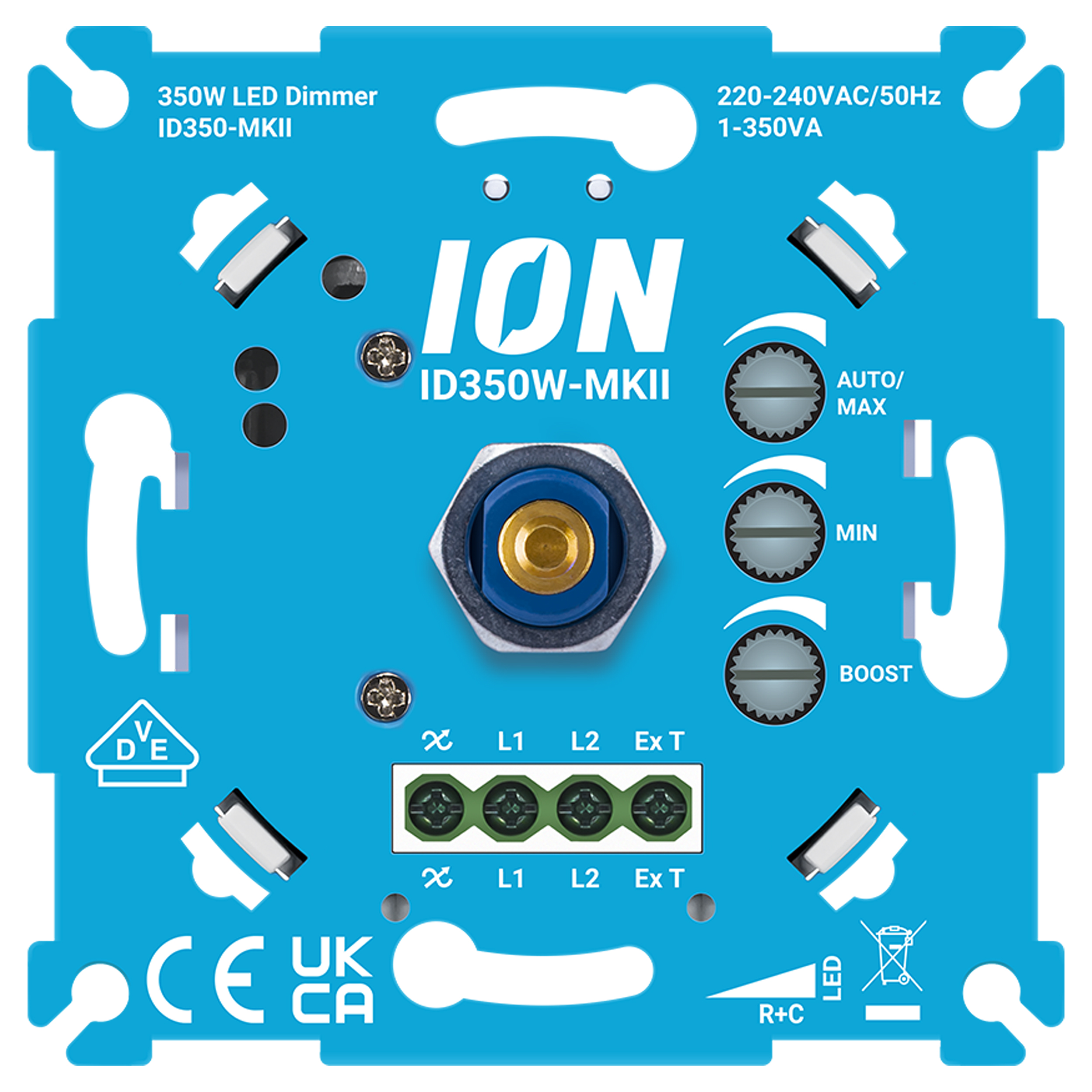 66.099.51 ION Industries  dimmer inbouw - LED - 350 W - druk-wissel - MKII - RC element blauw 