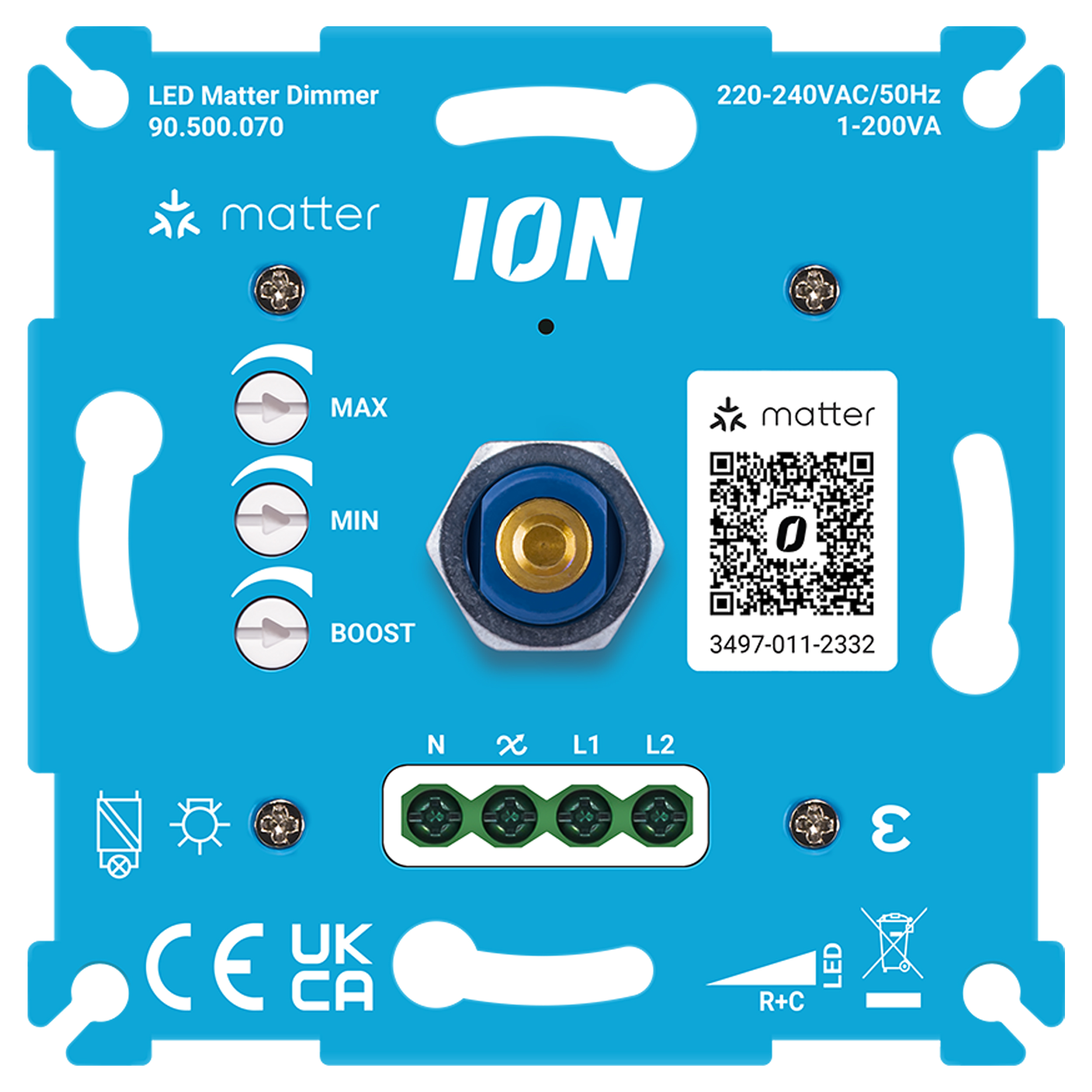 66.099.62 ION Industries  dimmer inbouw - LED matter - 0.3-200W - element blauw 
