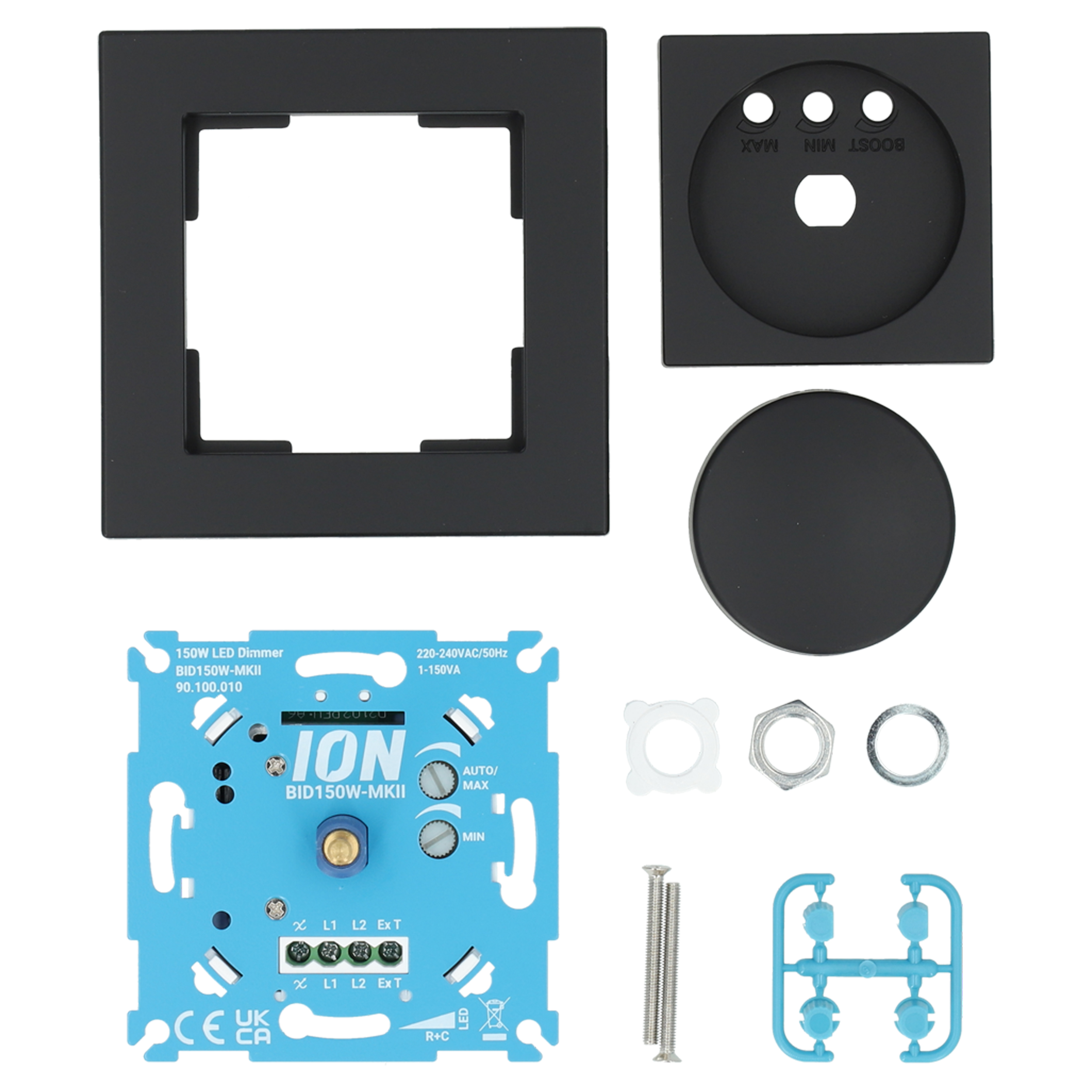 66.099.82 Q-Link  dimmer 150W - inclusief afdekplaat zwart 