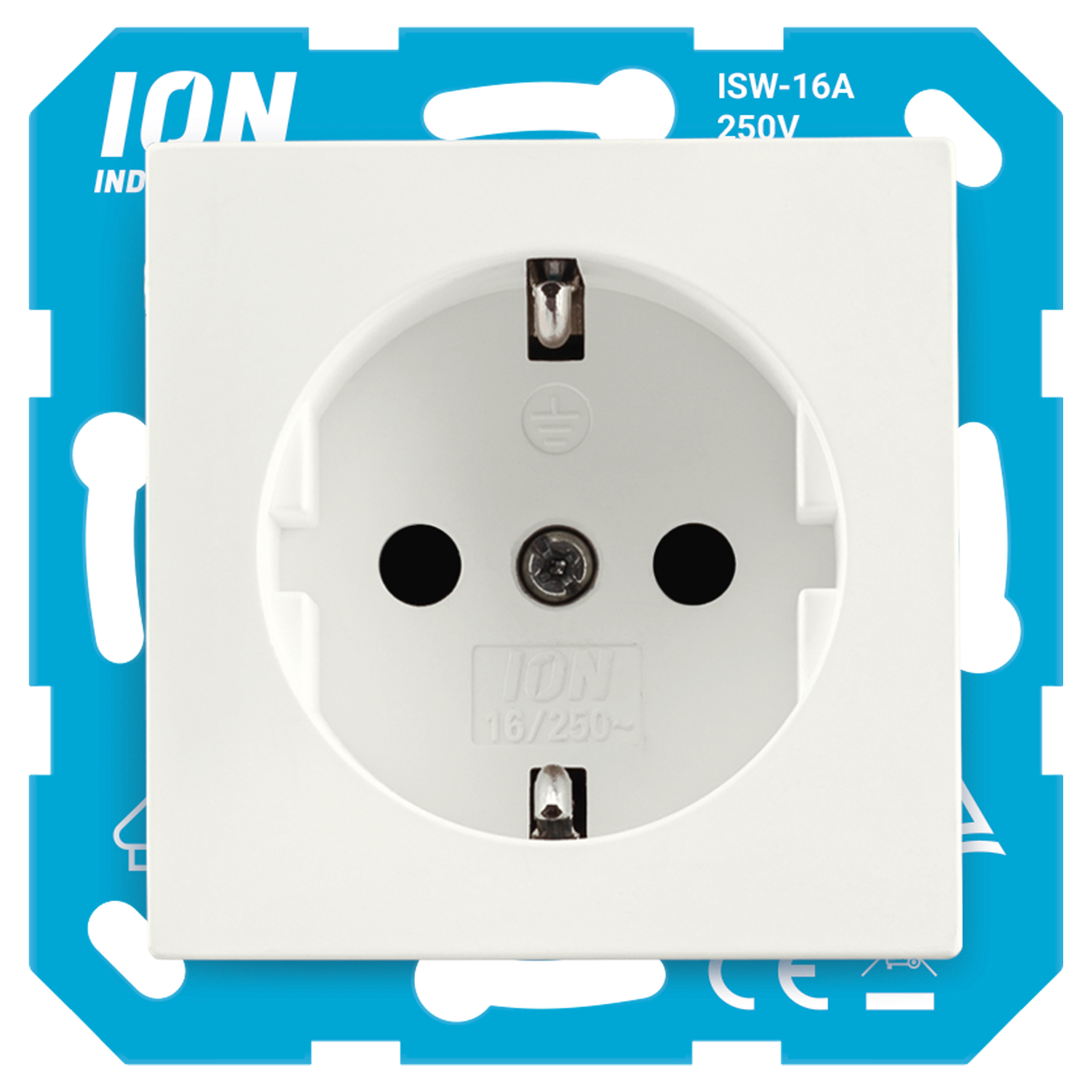 66.119.42 ION Industries E1 contactdoos inbouw - 1-voudig - randaarde mat alpin wit 71 x 71 x 32 mm