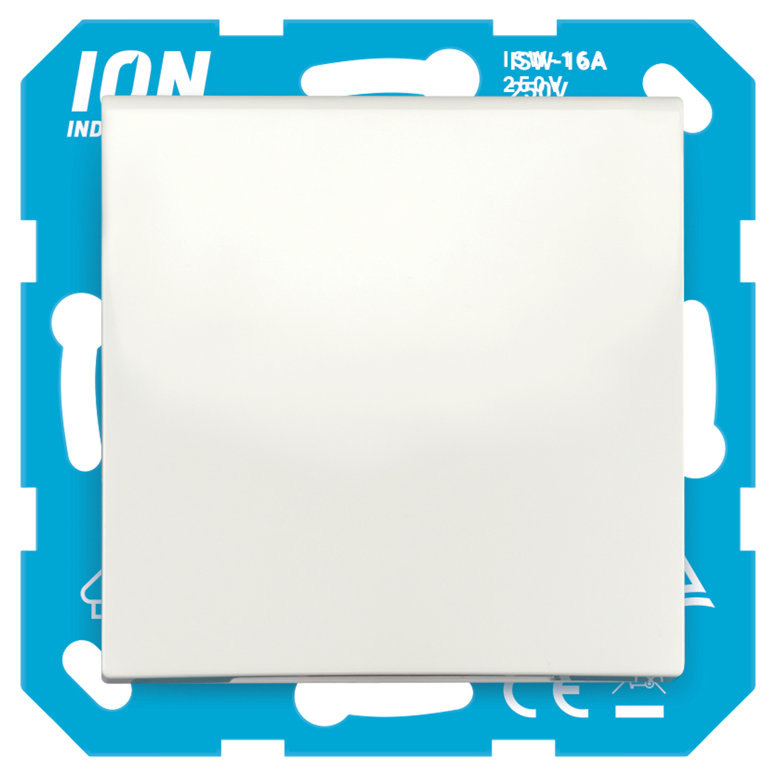 66.119.44 ION Industries E1 contactdoos inbouw - 1-voudig - randaarde - met klep - IP44 mat alpin wit 71 x 71 x 32 mm