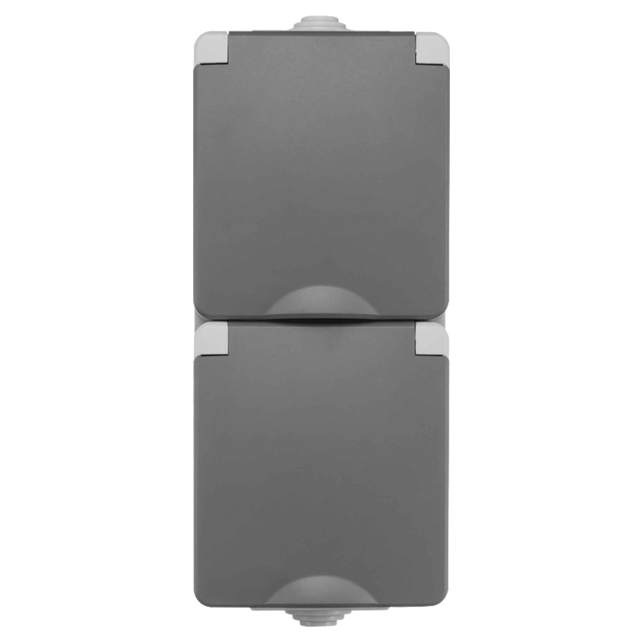 66.944.50 ION industries  contactdoos spatwaterdicht - opbouw - 2-voudig - randaarde - verticaal - IP55 grijs 