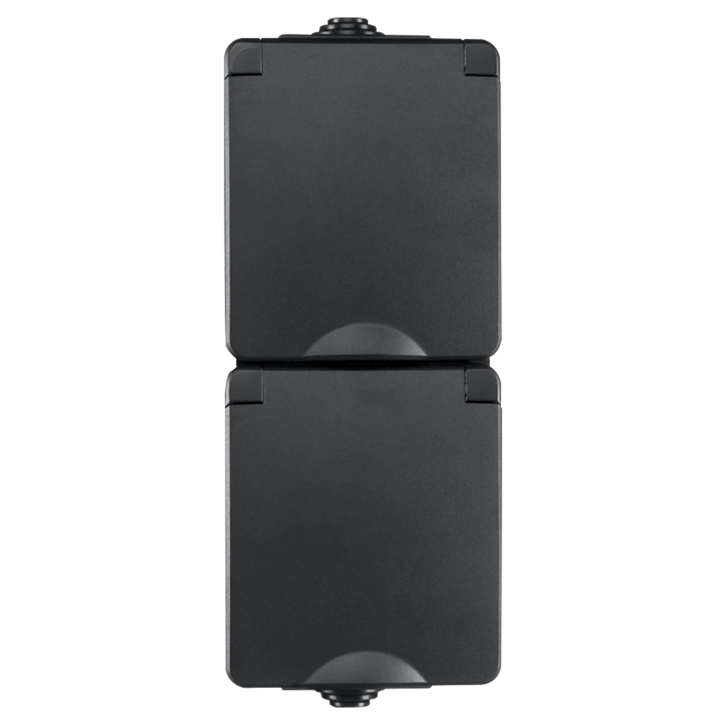 66.946.50 ION industries  contactdoos spatwaterdicht - opbouw - 2-voudig - randaarde - verticaal - IP55 mat zwart 
