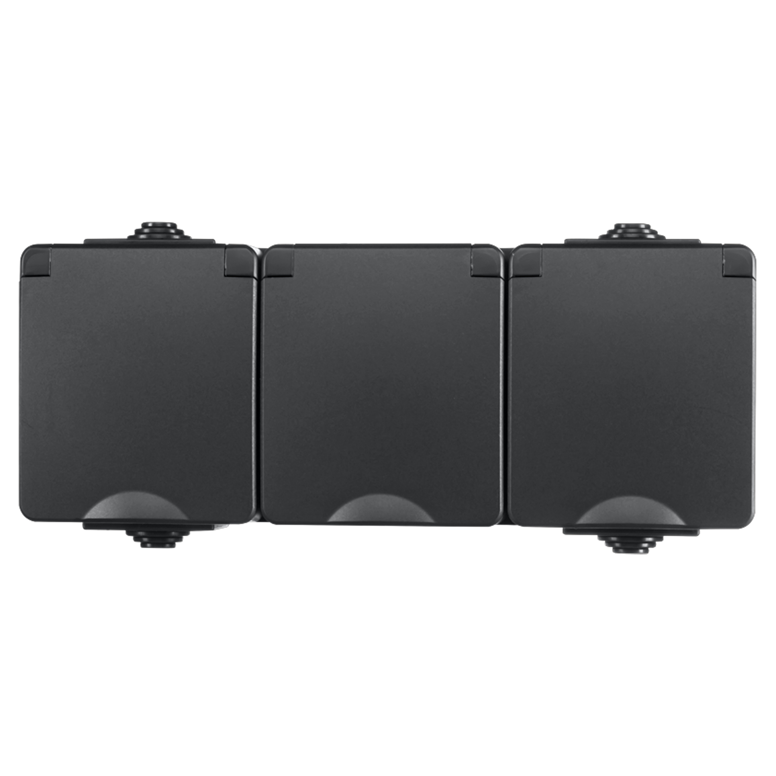 66.946.52 ION industries  contactdoos spatwaterdicht - opbouw - 3-voudig - randaarde - IP55 mat zwart 