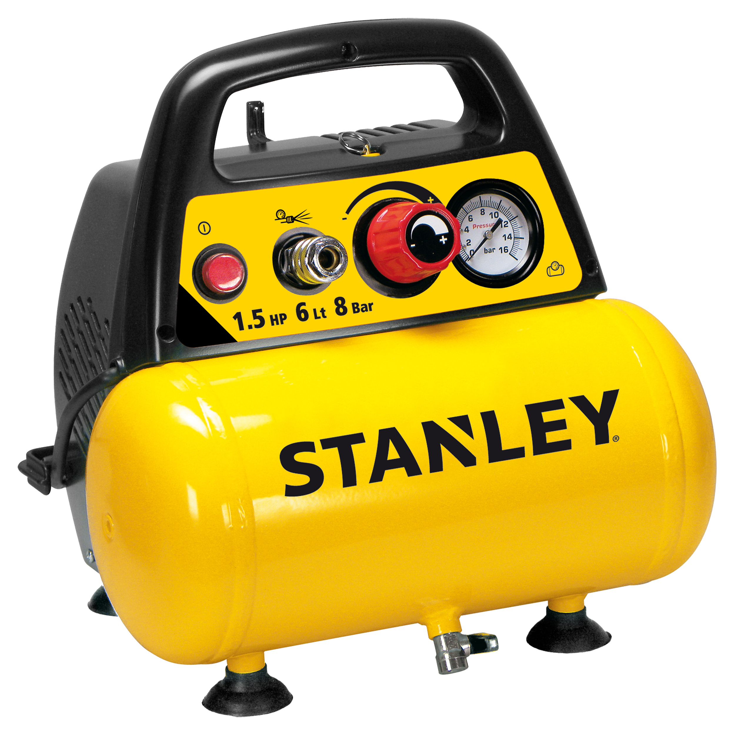 83.200.06 Stanley  compressor 8 Bar - 6L - olievrij - D200/8/6 geel/zwart 
