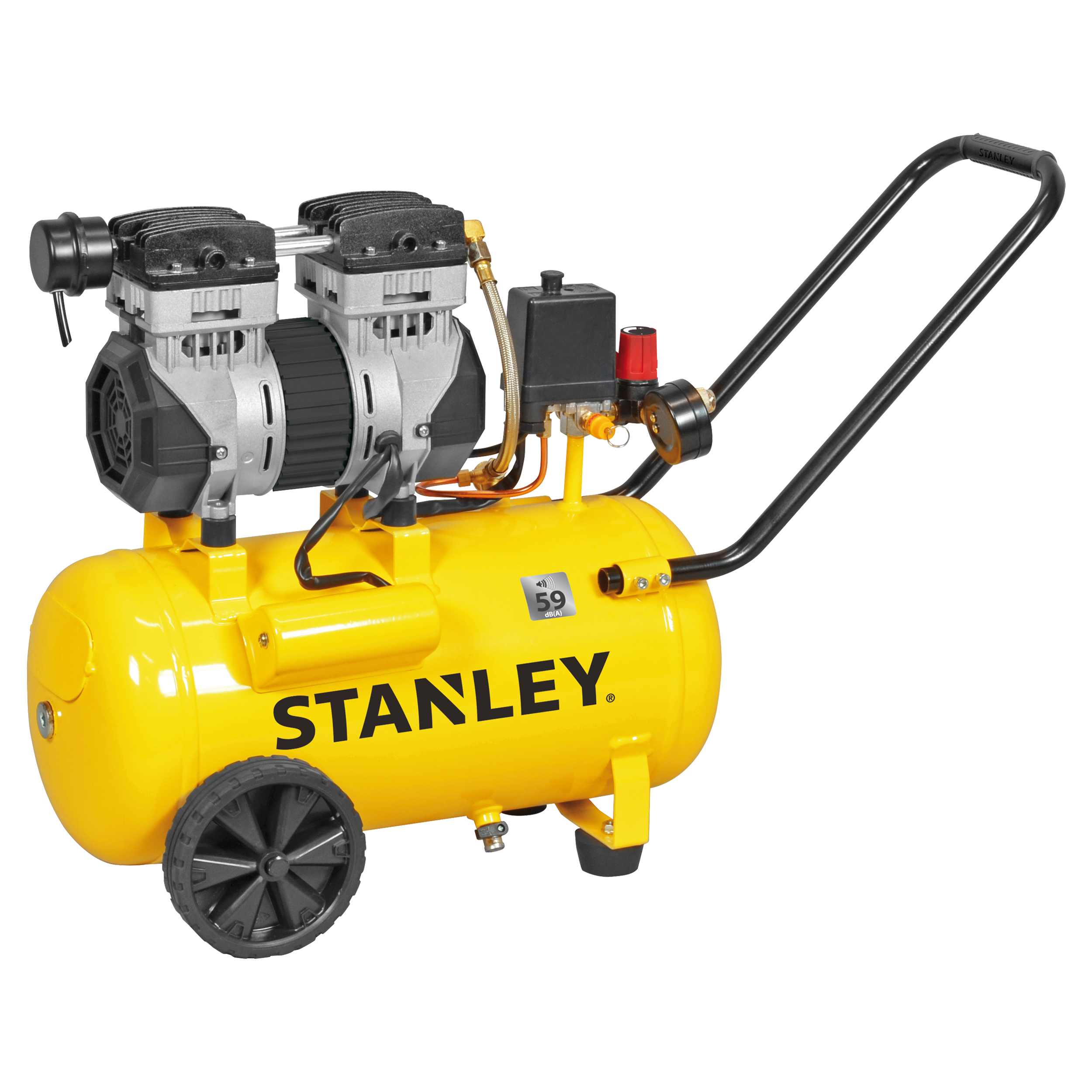 83.200.11 Stanley  compressor Silent Air - 8 Bar - 24 liter - SXCMS1324HE geel/zwart 